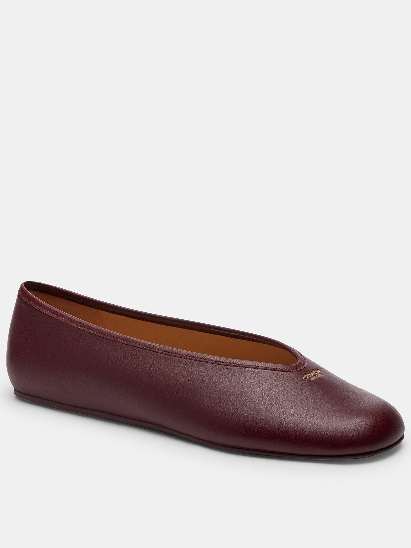 coach-houston-leather-ballet-flat-red