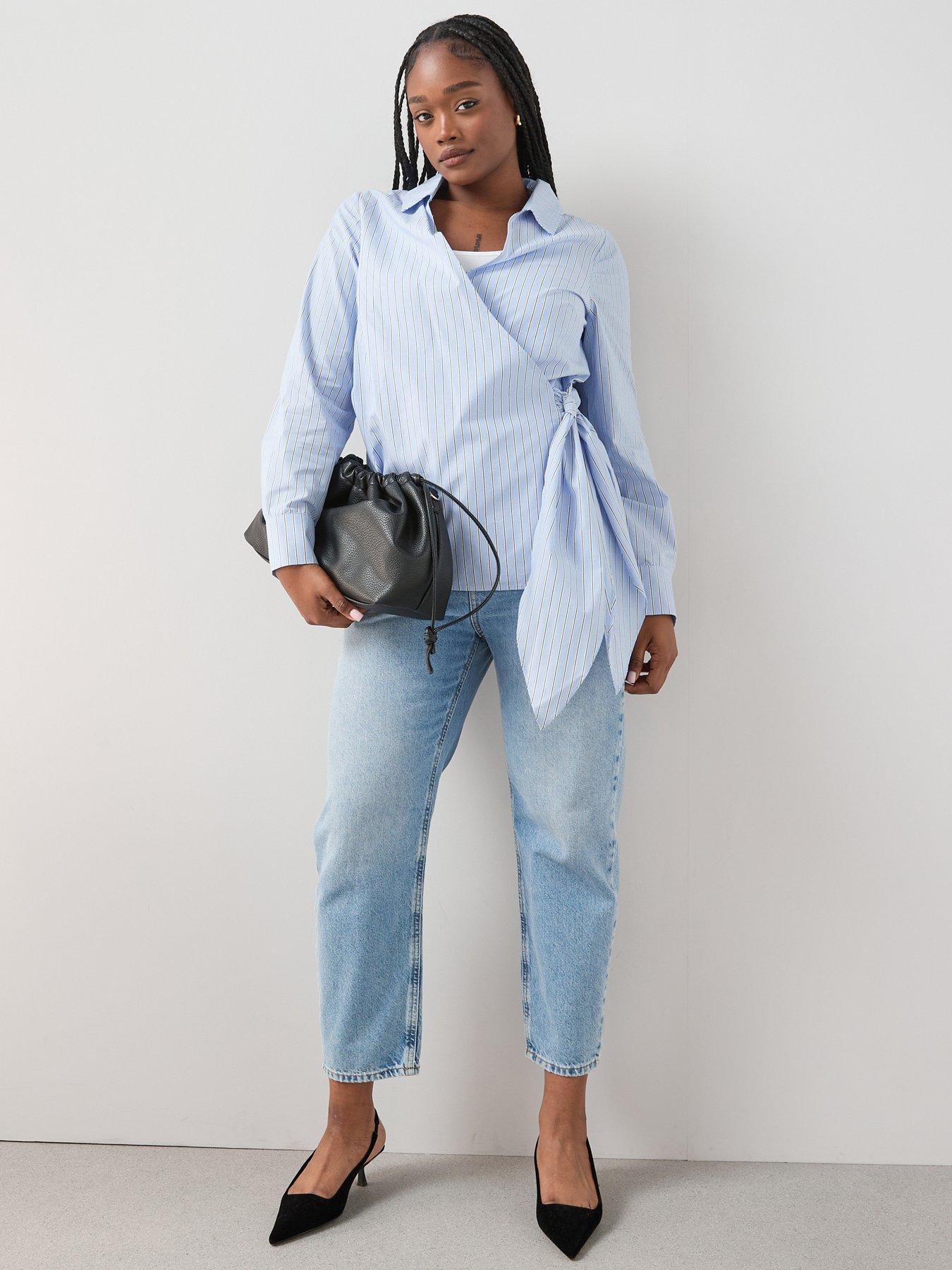 the-very-collection-stripe-cotton-wrap-shirt-blue