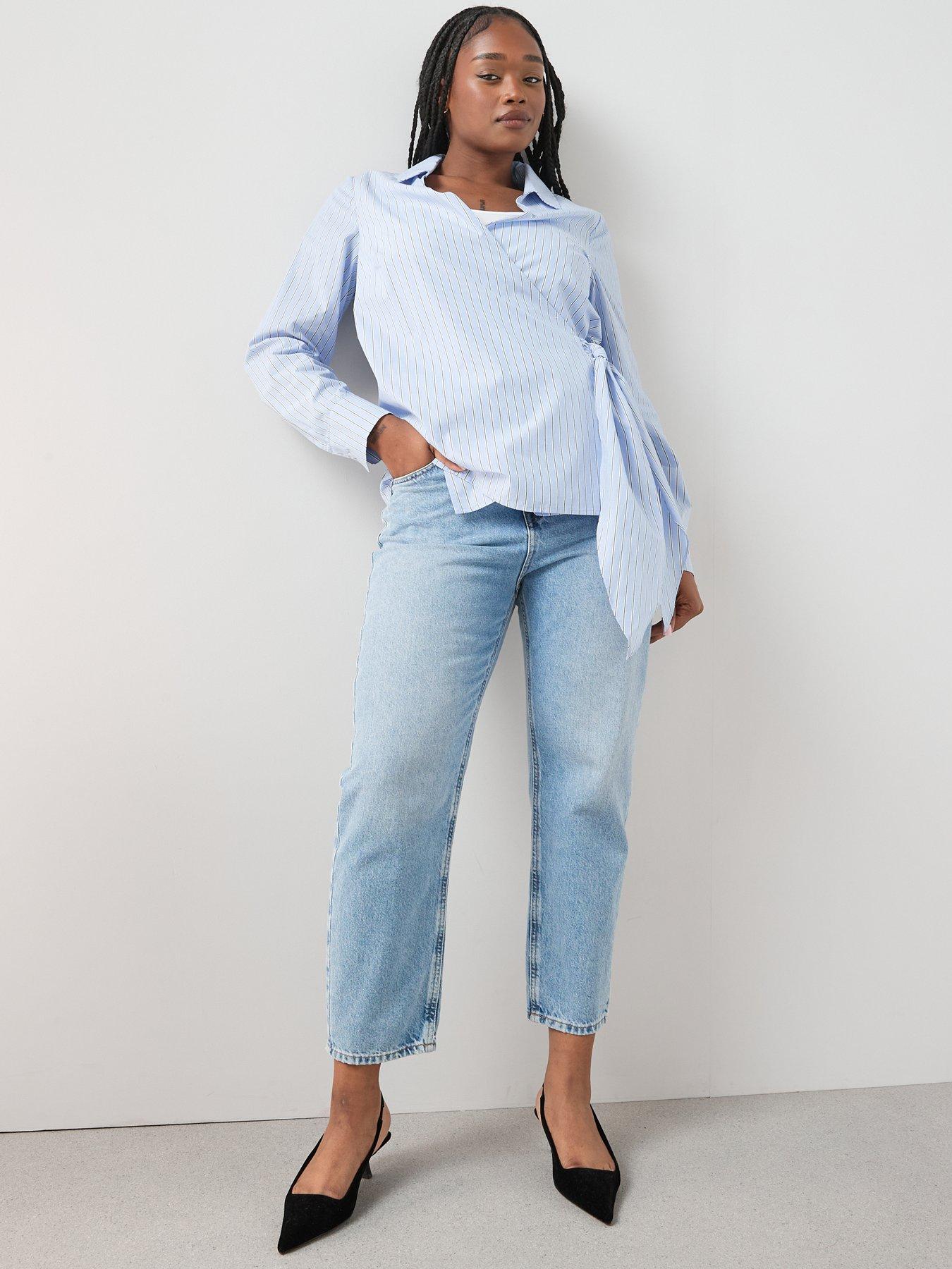 the-very-collection-curve-stripe-cotton-wrap-shirt-bluedetail