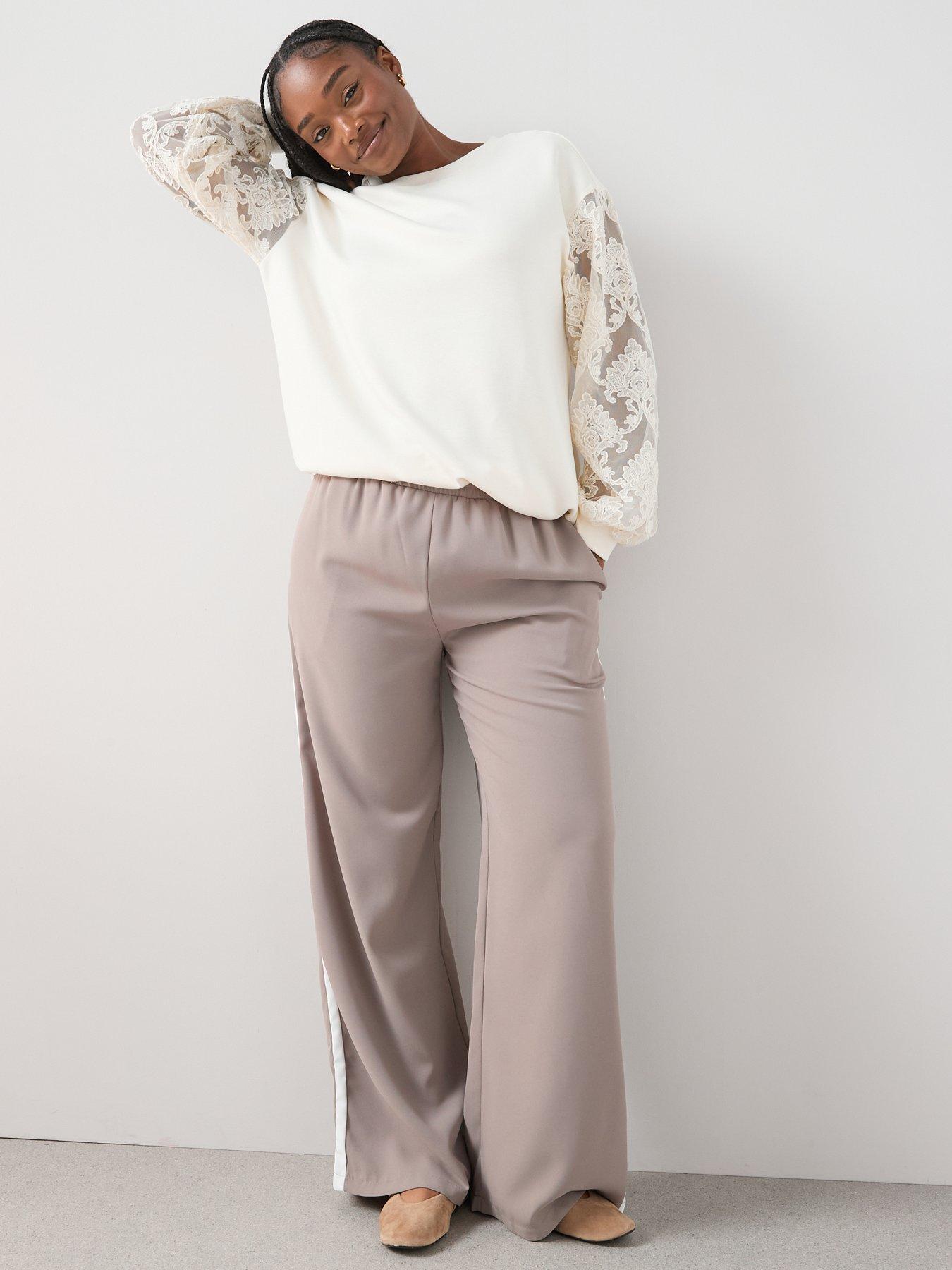Image 6 of 6 of The Very Collection Curve Lace Sleeve Sweatshirt - Cream