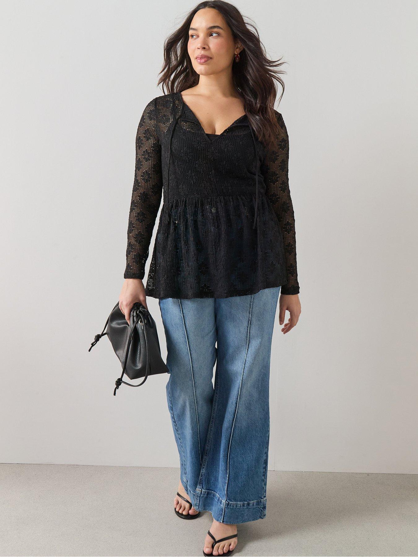Image 3 of 7 of The Very Collection Curve Stretch Lace Top - Black