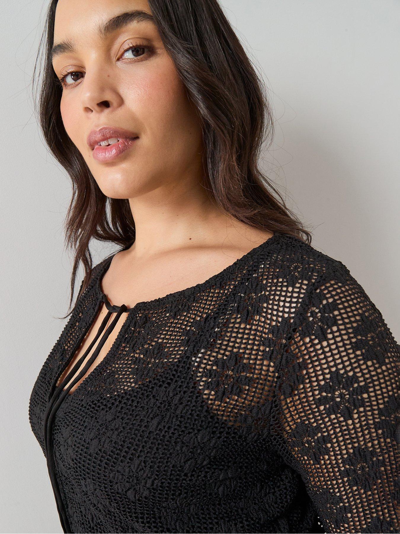 Image 4 of 7 of The Very Collection Curve Stretch Lace Top - Black