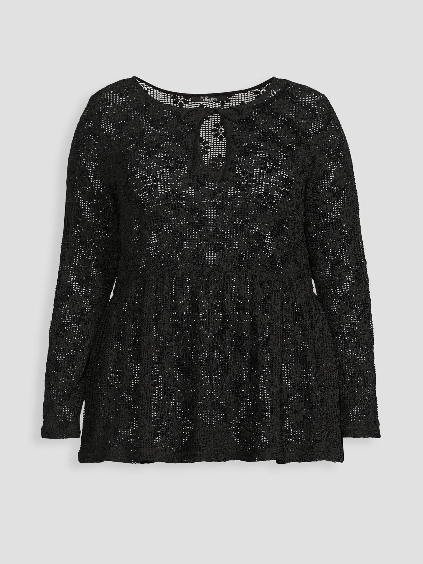 Image 7 of 7 of The Very Collection Curve Stretch Lace Top - Black