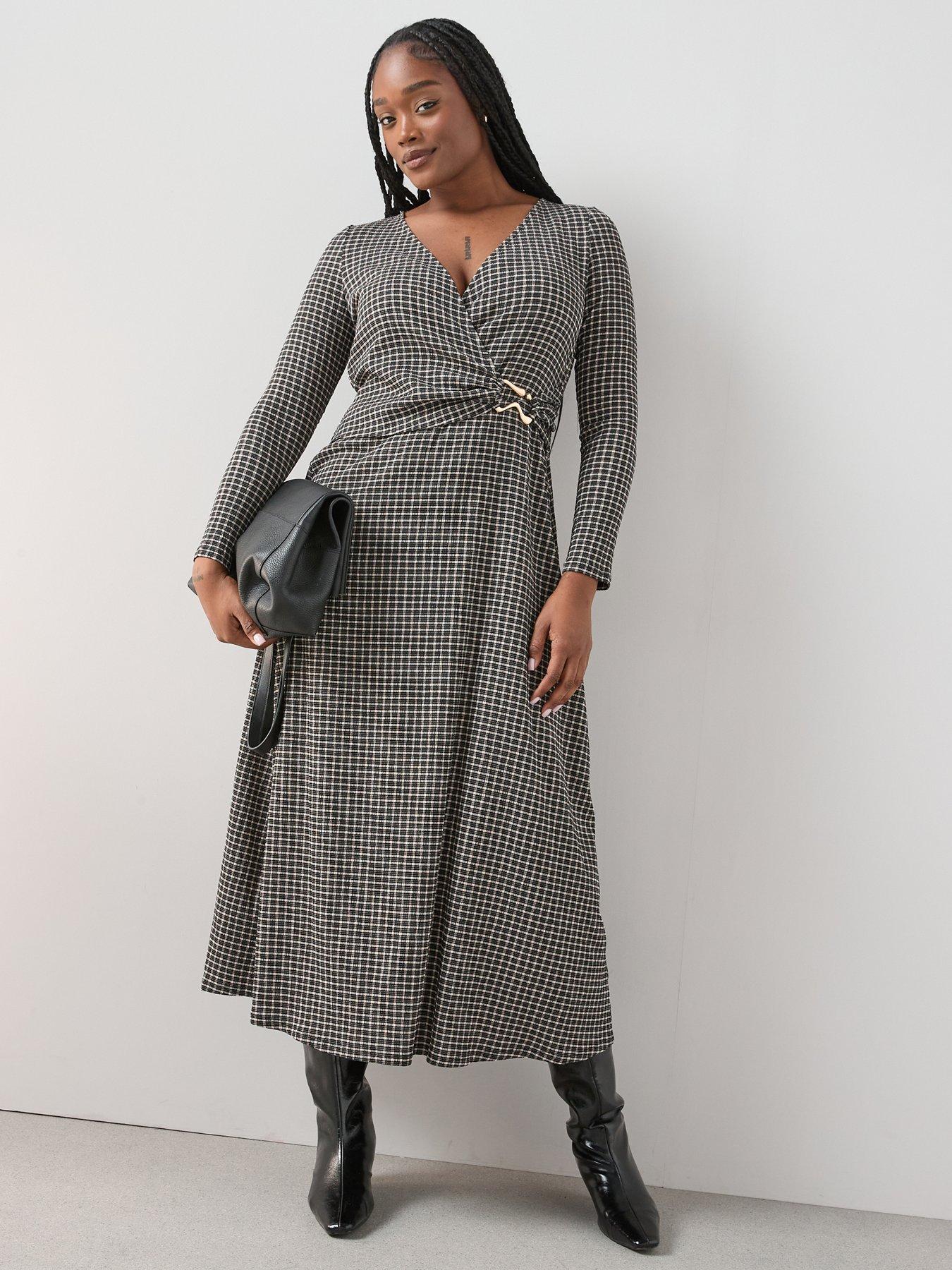 The Very Collection Curve Stretch Gingham Wrap Dress
