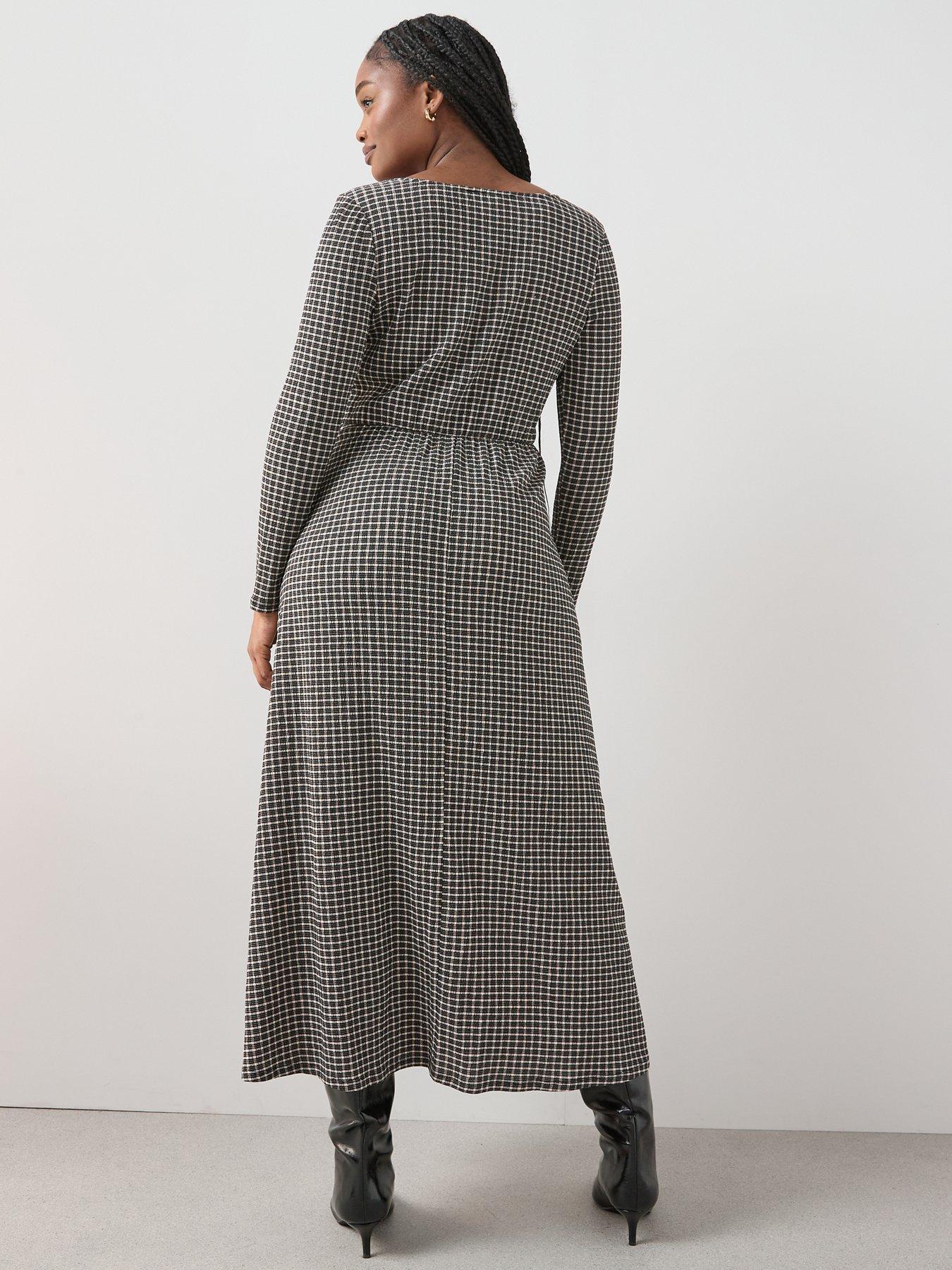 Image 2 of 6 of The Very Collection Curve Stretch Gingham Wrap Dress - Multi