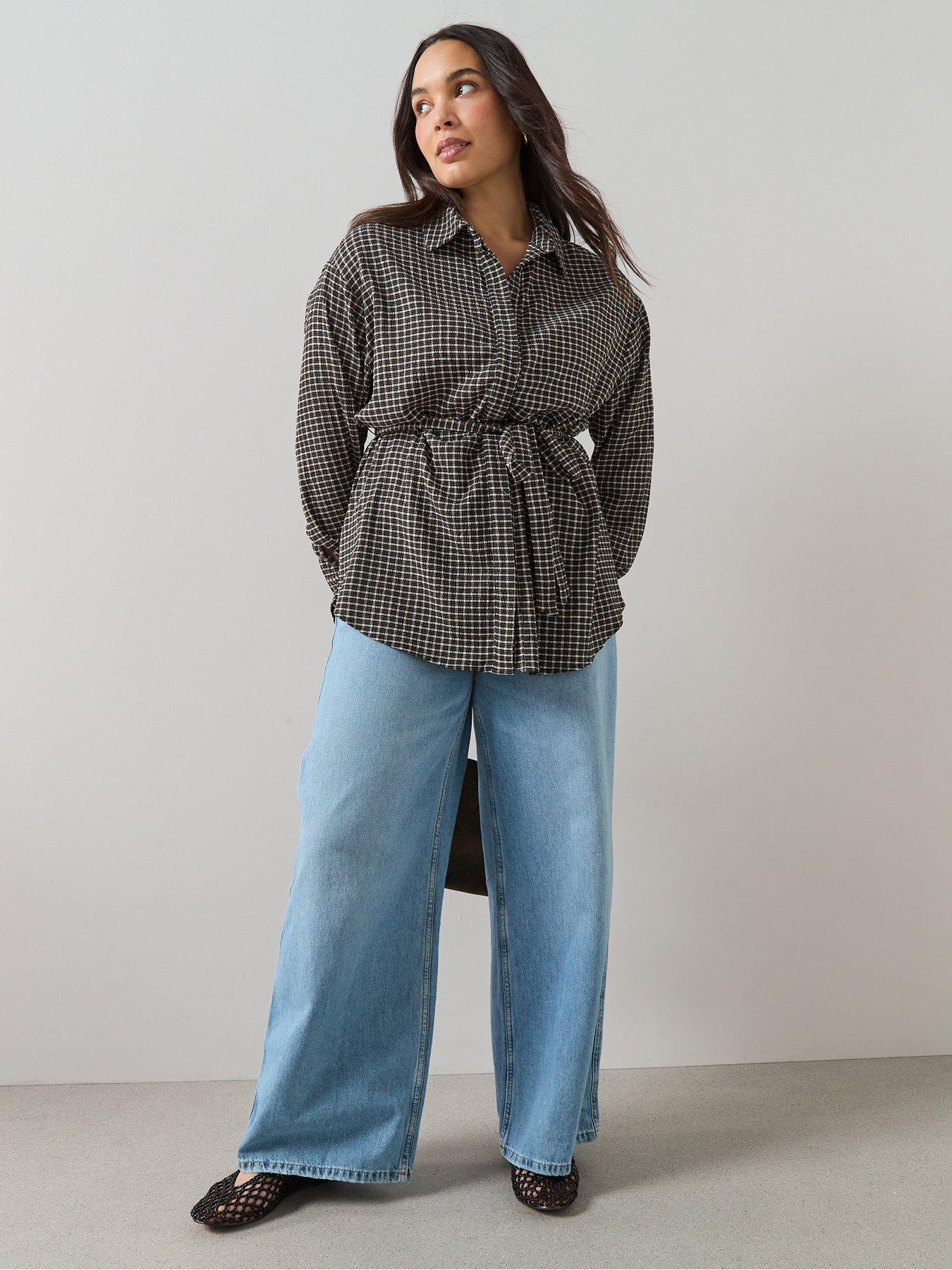 Image 4 of 6 of The Very Collection Curve Gingham Belted Shirt - Multi