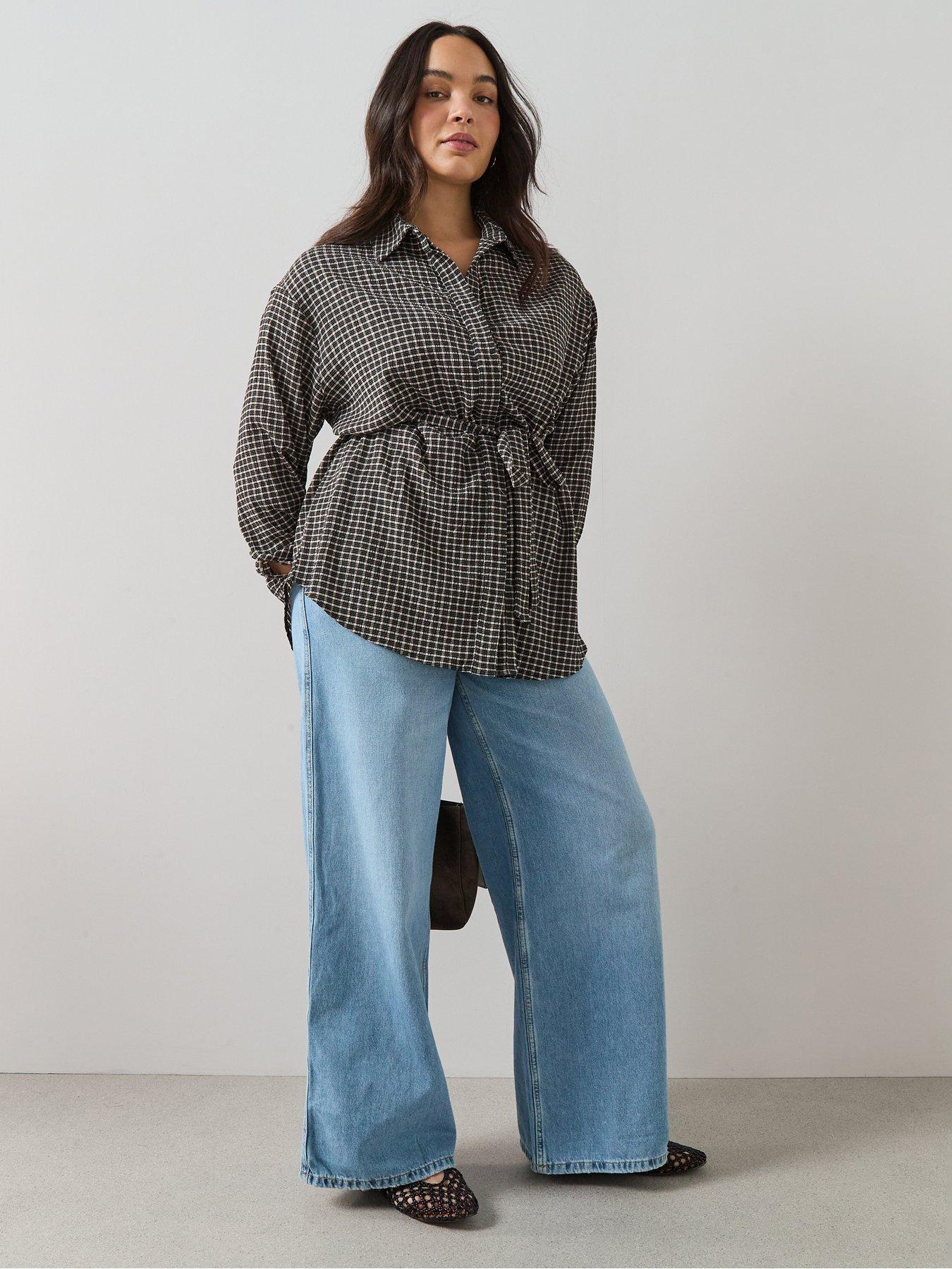 Image 6 of 6 of The Very Collection Curve Gingham Belted Shirt - Multi