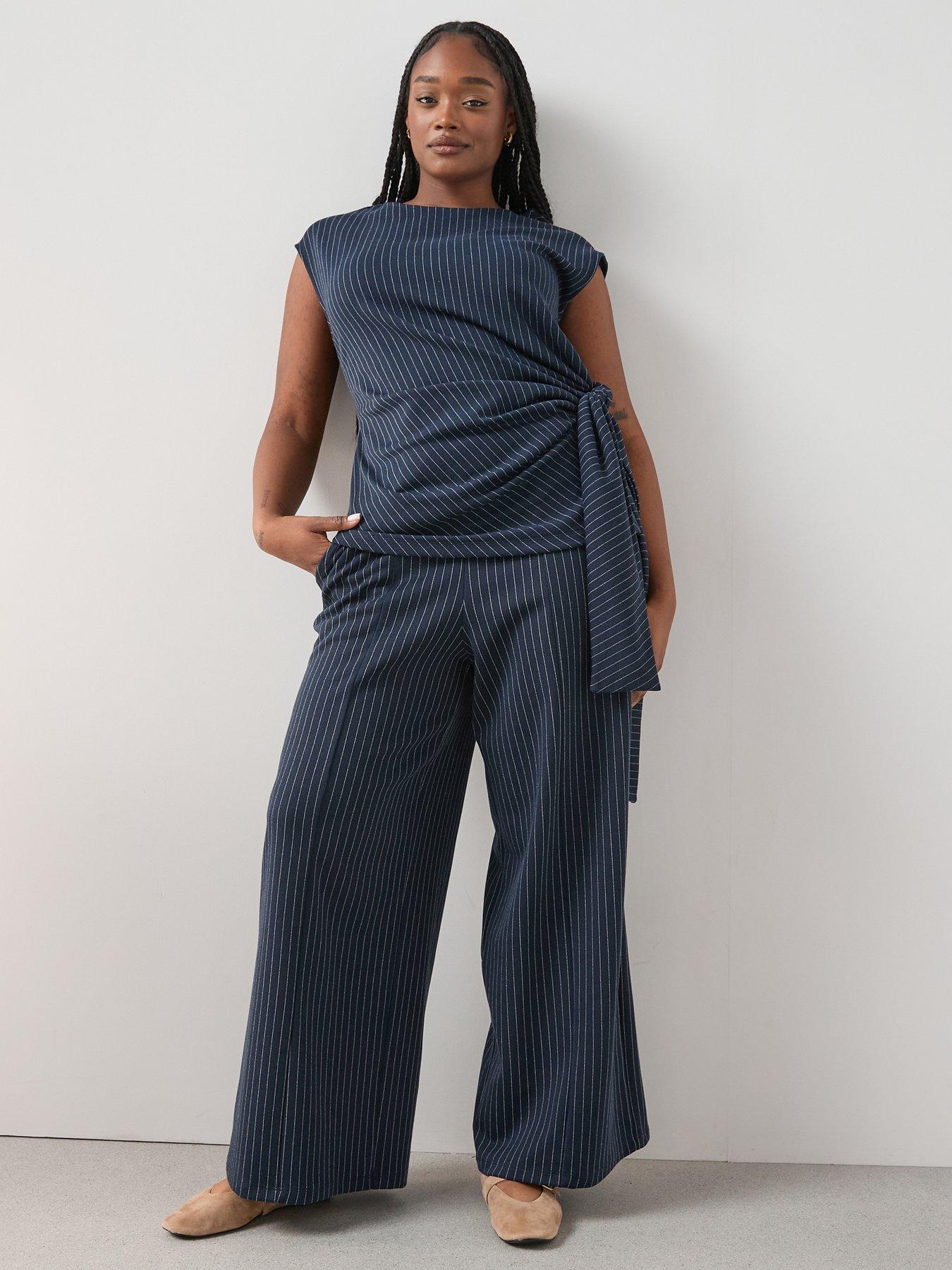 Image 3 of 6 of The Very Collection Curve Pinstripe Pull On Stretch Trouser Co-ord