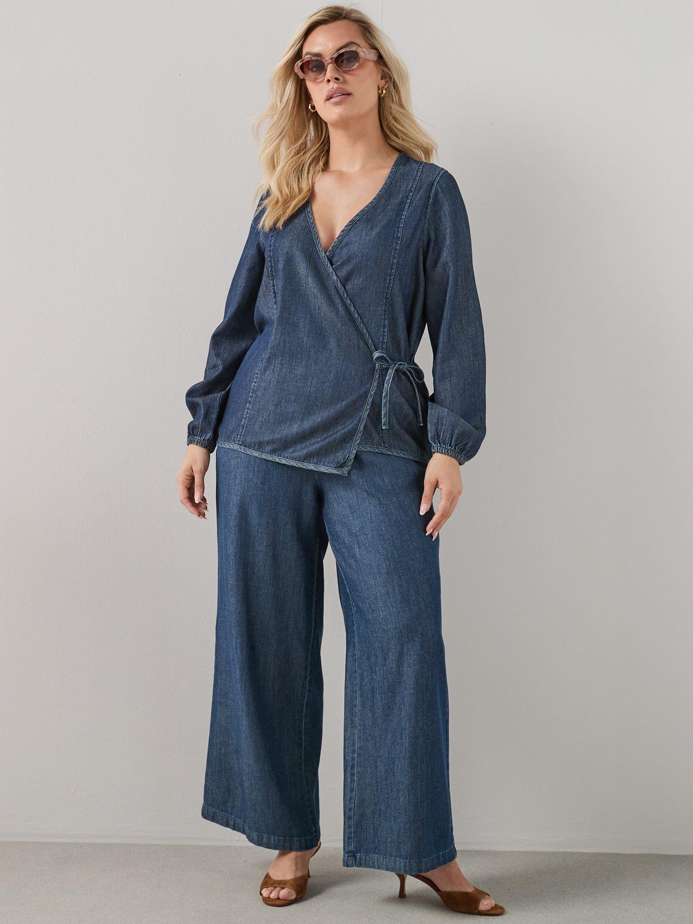 the-very-collection-curve-soft-denim-wrap-blouse-dark-washback