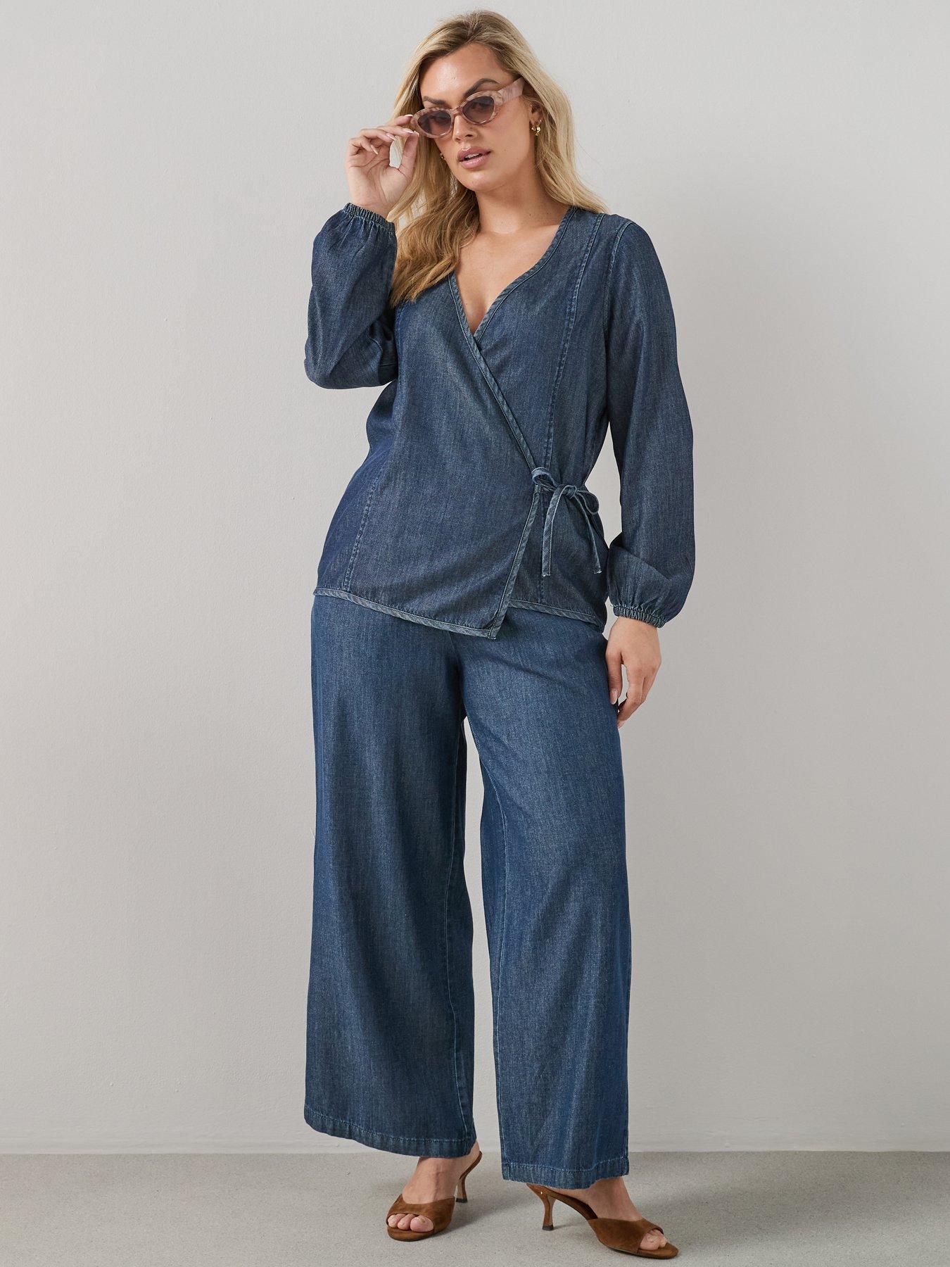 The Very Collection Curve Elasticated Waist Pull On Wide Leg Jean Co-ord - Dark Wash