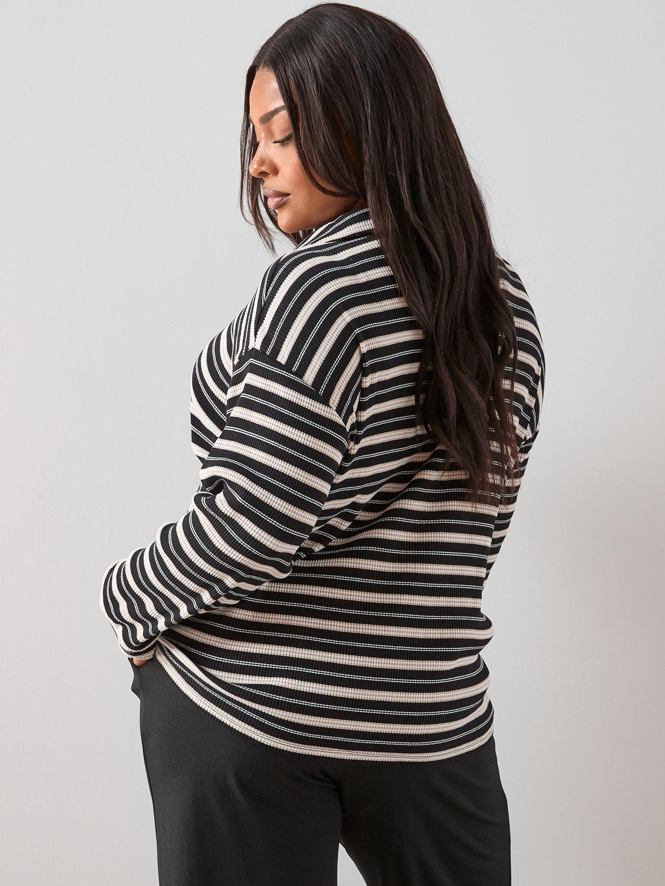the-very-collection-curve-textured-stripe-collared-top-multistillFront
