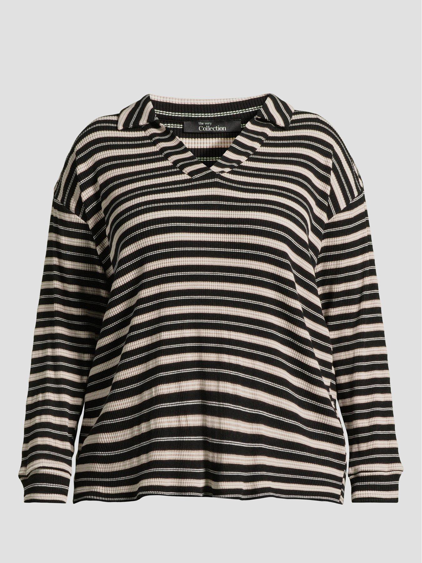 Image 7 of 7 of The Very Collection Curve Curve Textured Stripe Collared Top