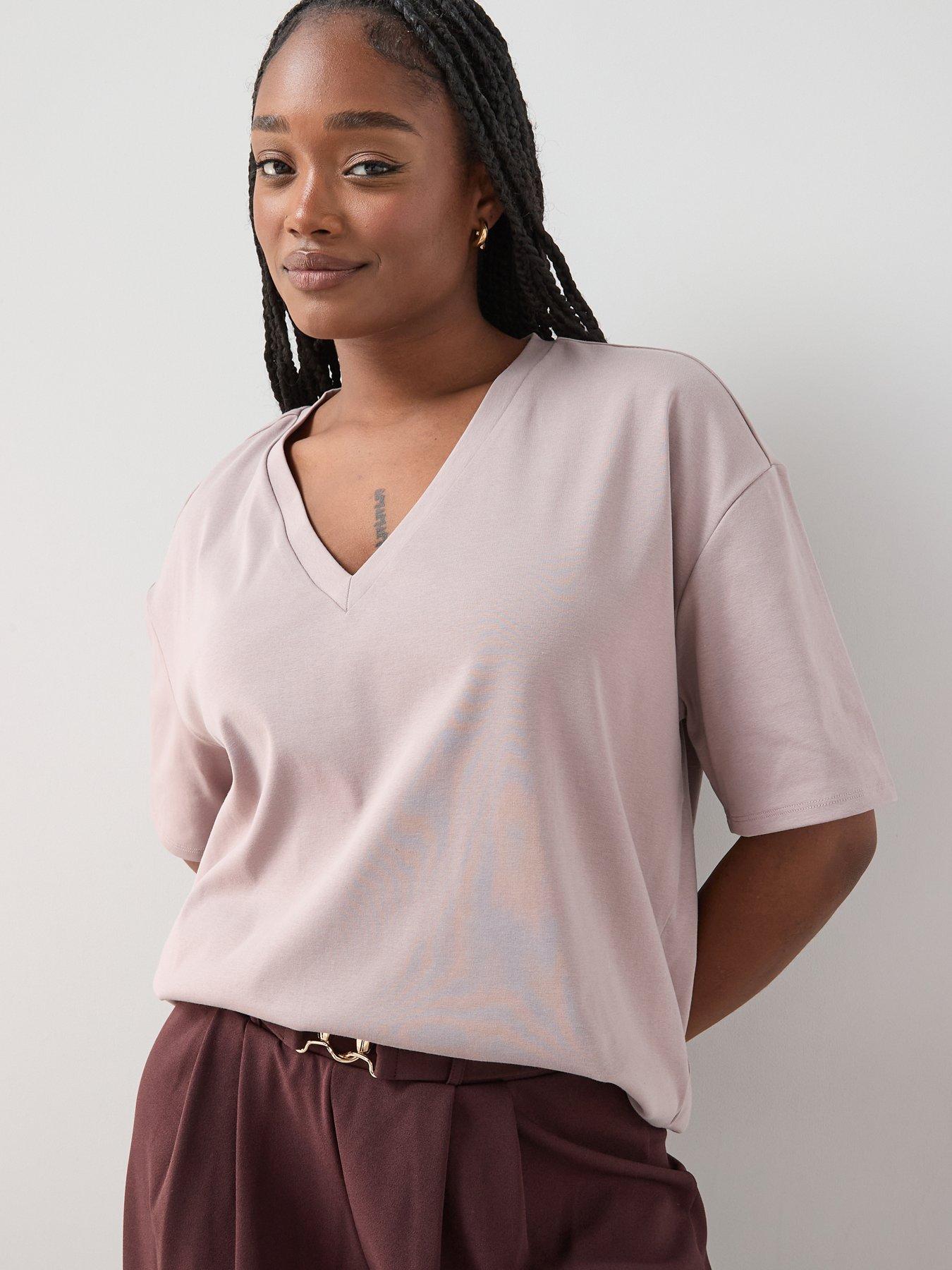 Image 1 of 6 of The Very Collection Curve V Neck Oversized T-shirt
