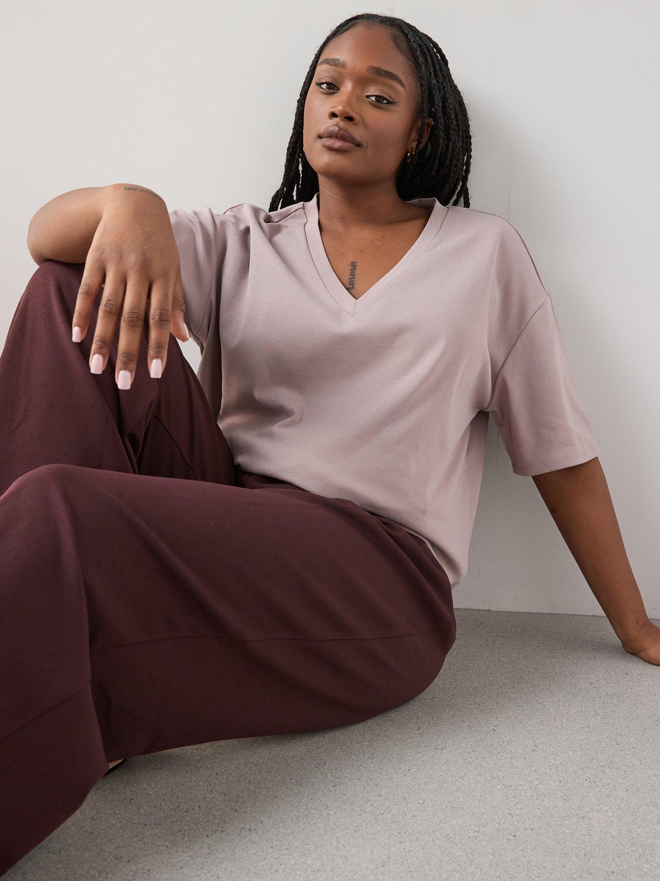 Image 4 of 6 of The Very Collection Curve V Neck Oversized T-shirt