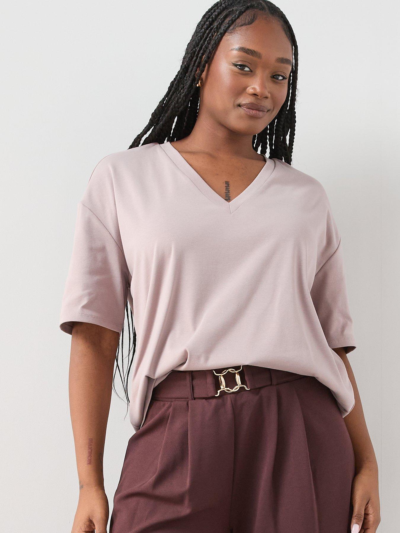 Image 5 of 6 of The Very Collection Curve V Neck Oversized T-shirt