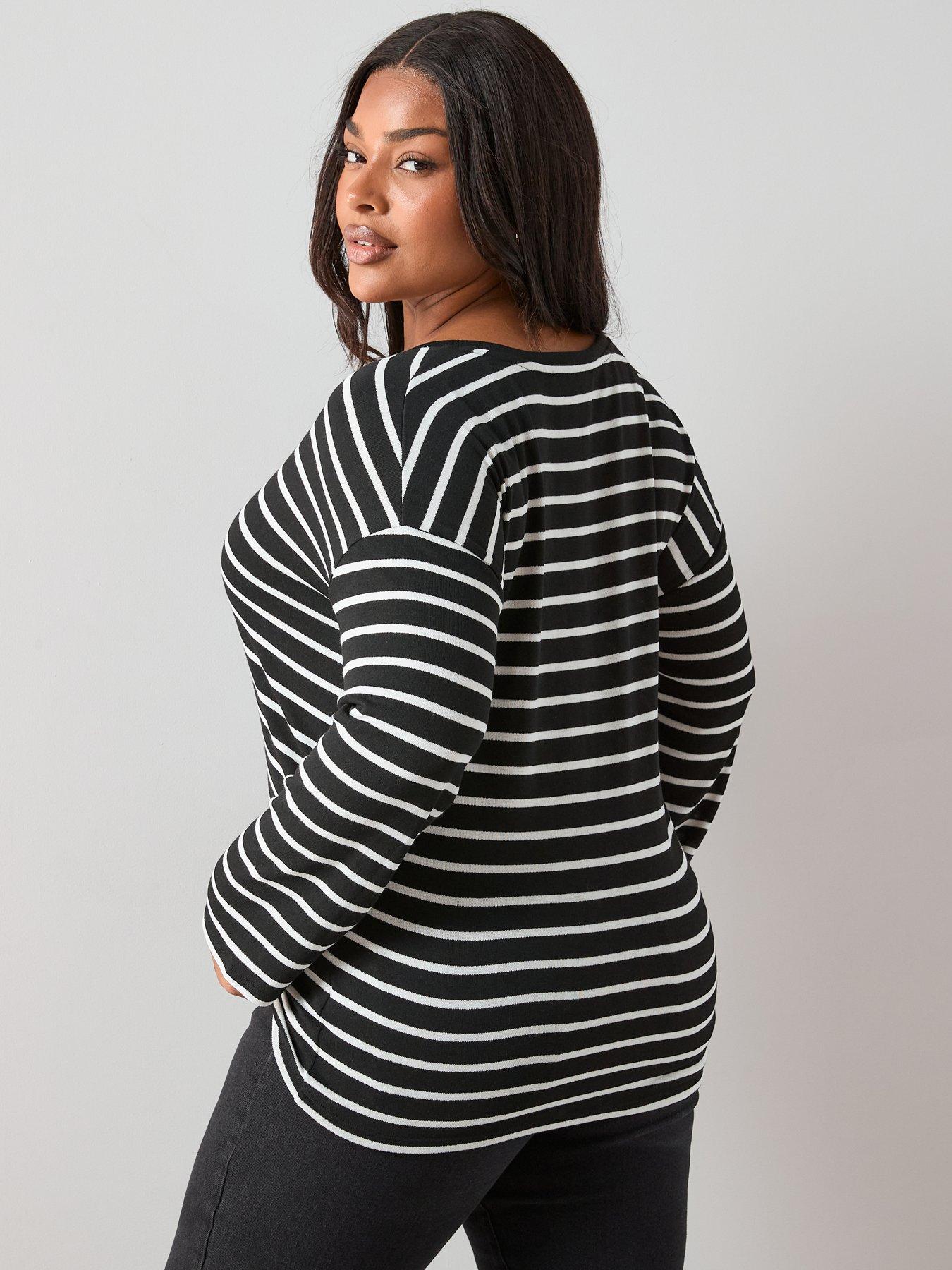 the-very-collection-curve-v-neck-stripe-topstillFront
