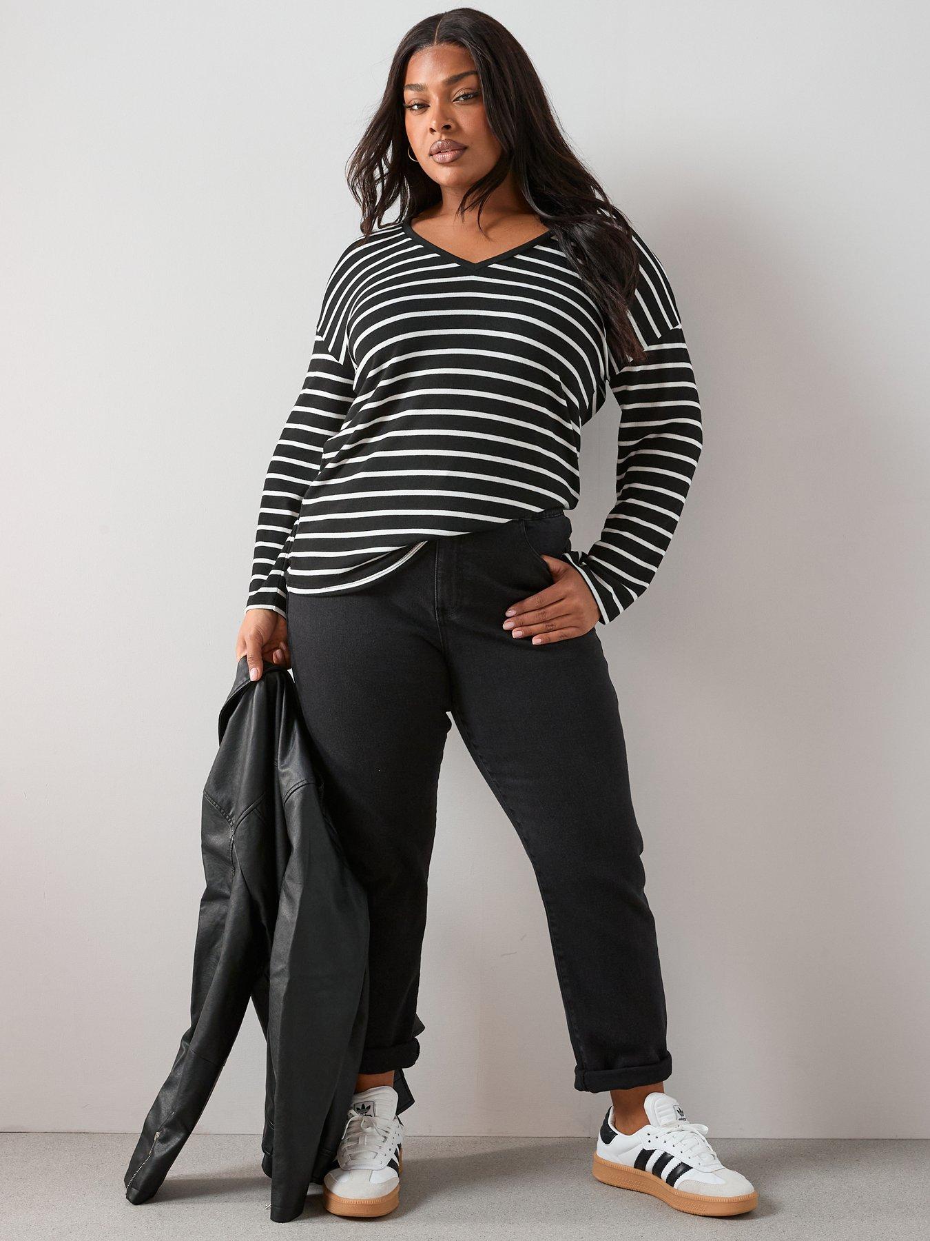 the-very-collection-curve-v-neck-stripe-topback