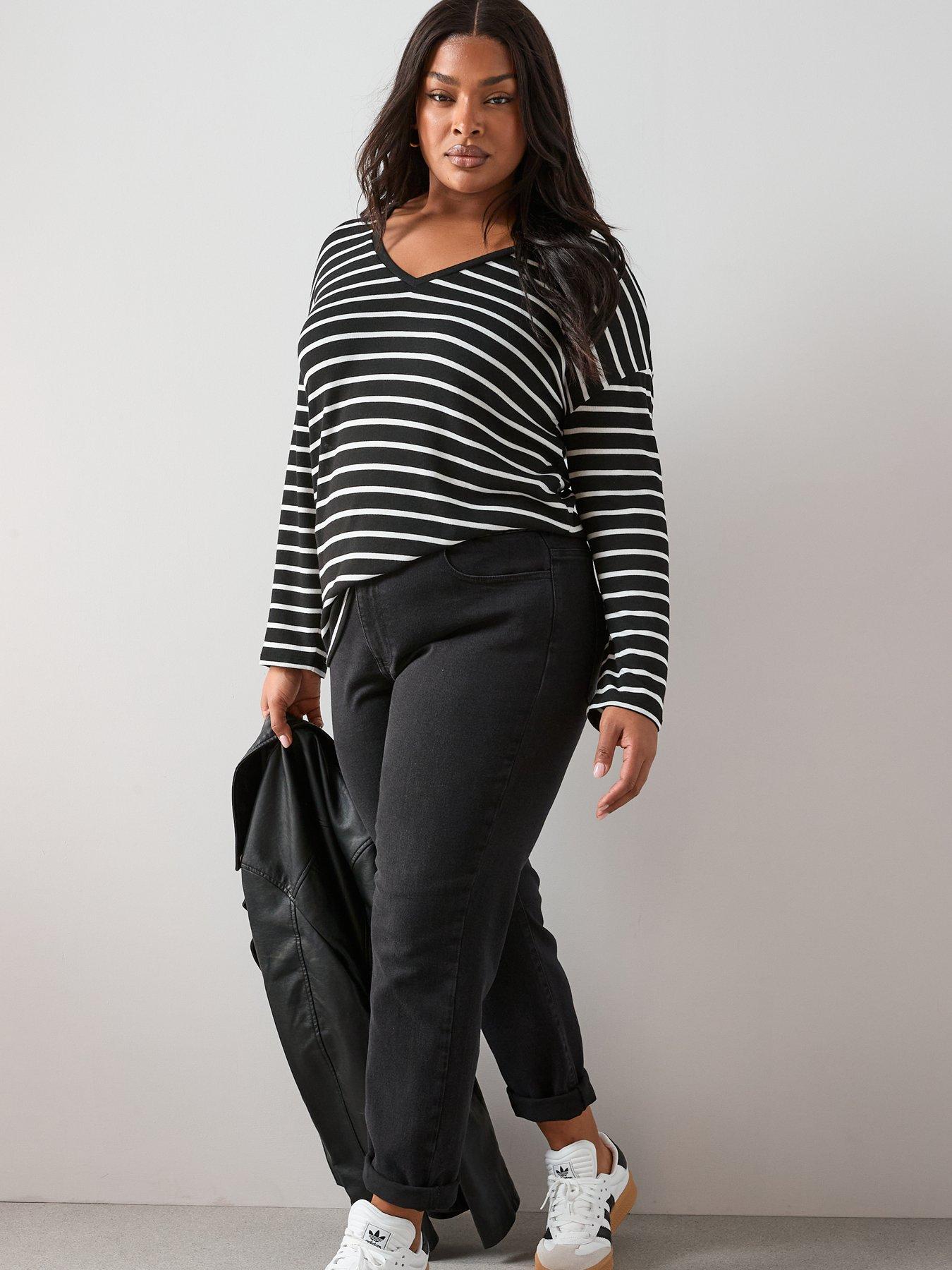 the-very-collection-curve-v-neck-stripe-topoutfit