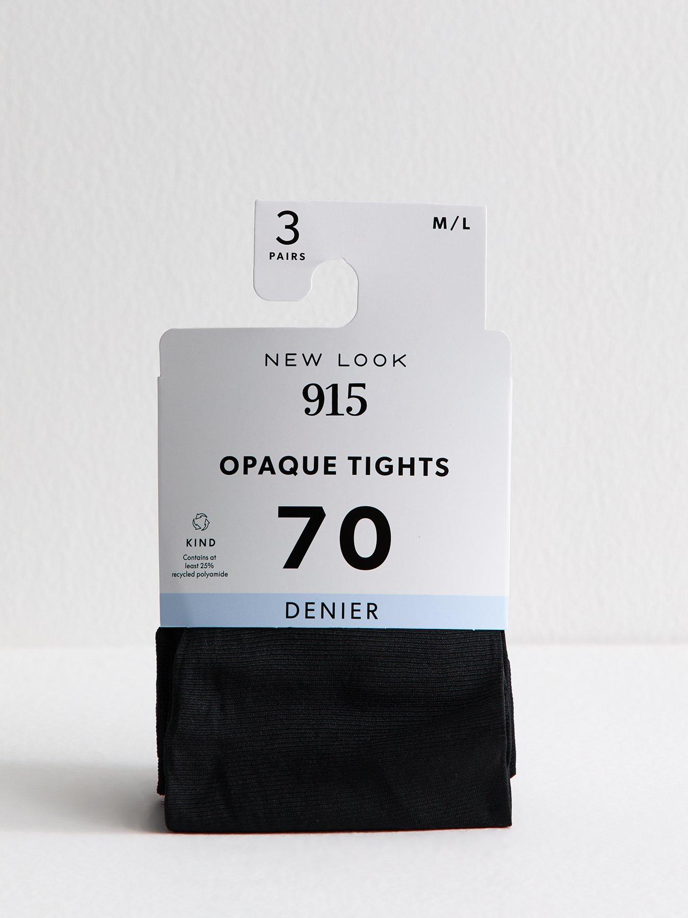 New Look 915 Girls 3 Pack Opaque 70 Denier Tights - Black