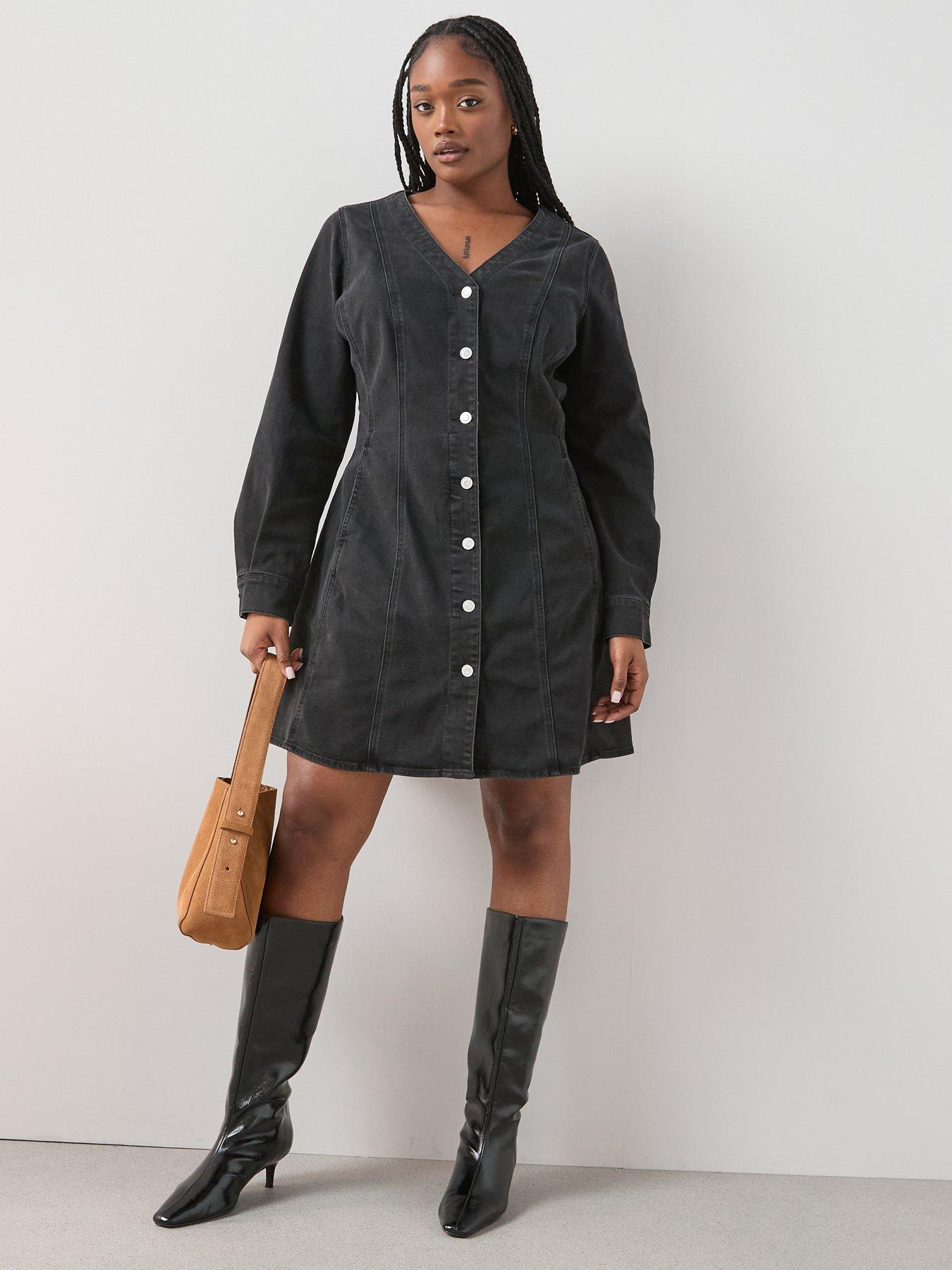 The Very Collection Curve Fit  &  Flare Denim Mini Dress