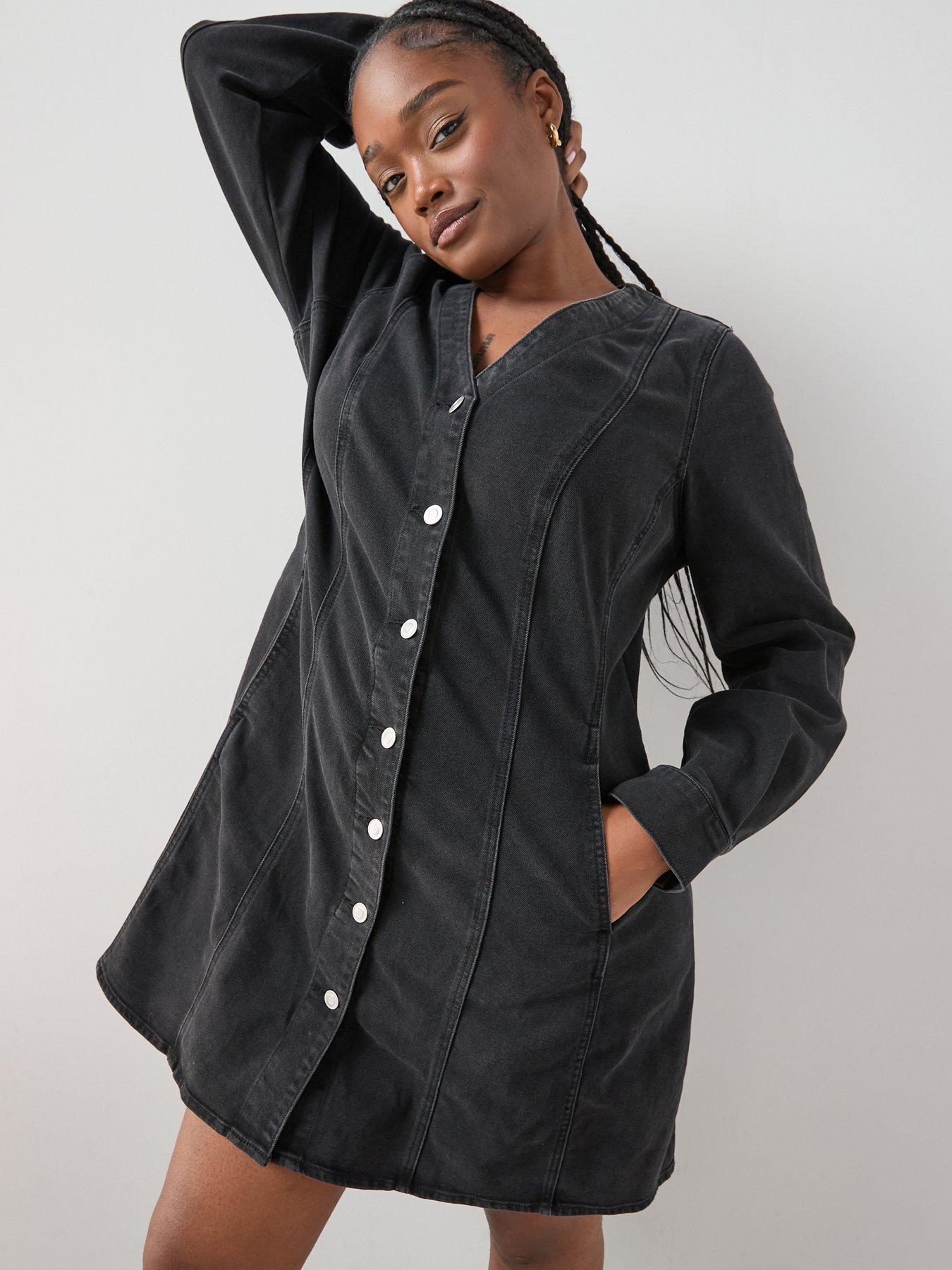 Image 4 of 6 of The Very Collection Curve Fit & Flare Denim Mini Dress