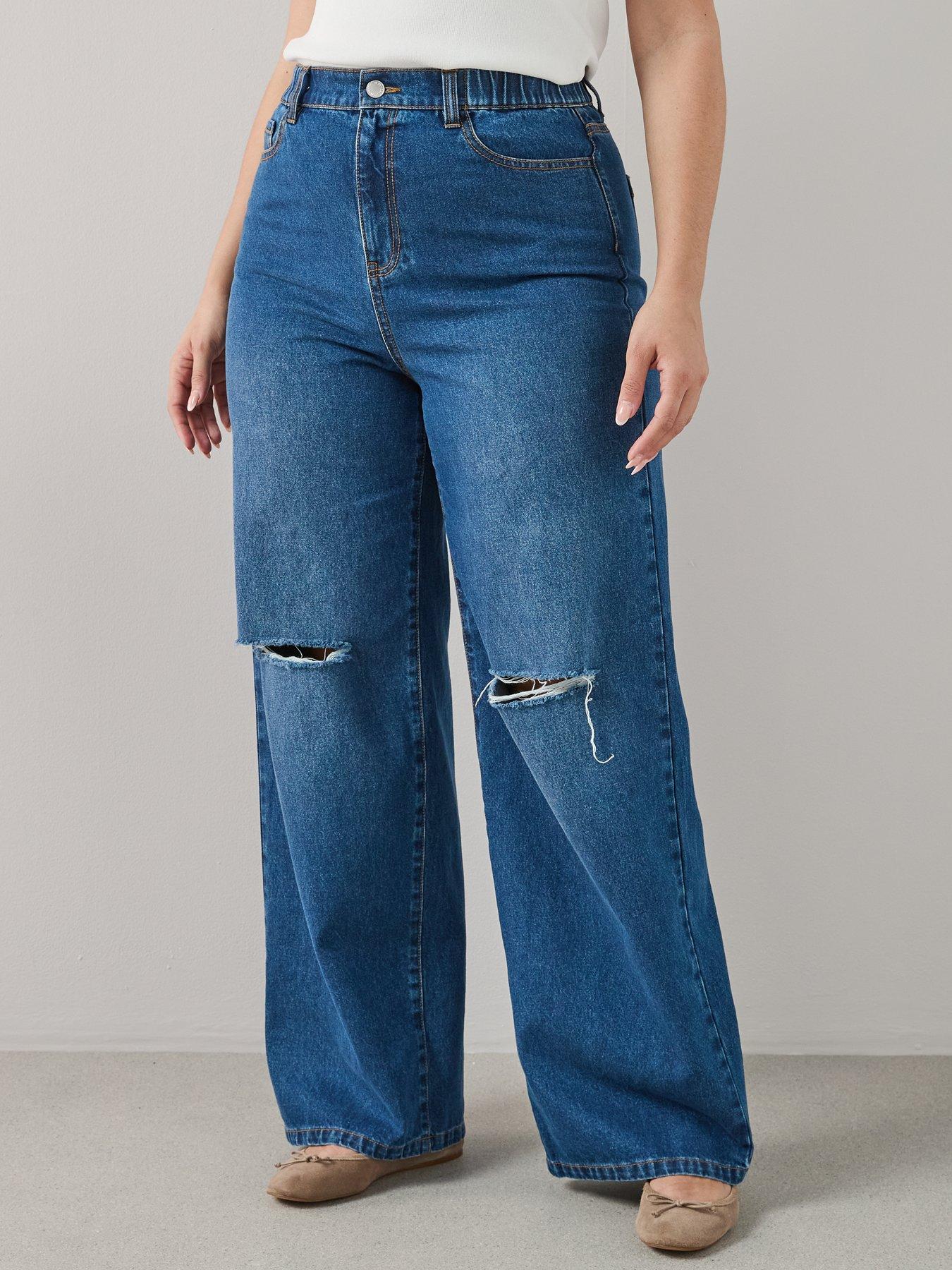 the-very-collection-elasticated-waist-rip-wide-leg-dark-washoutfit