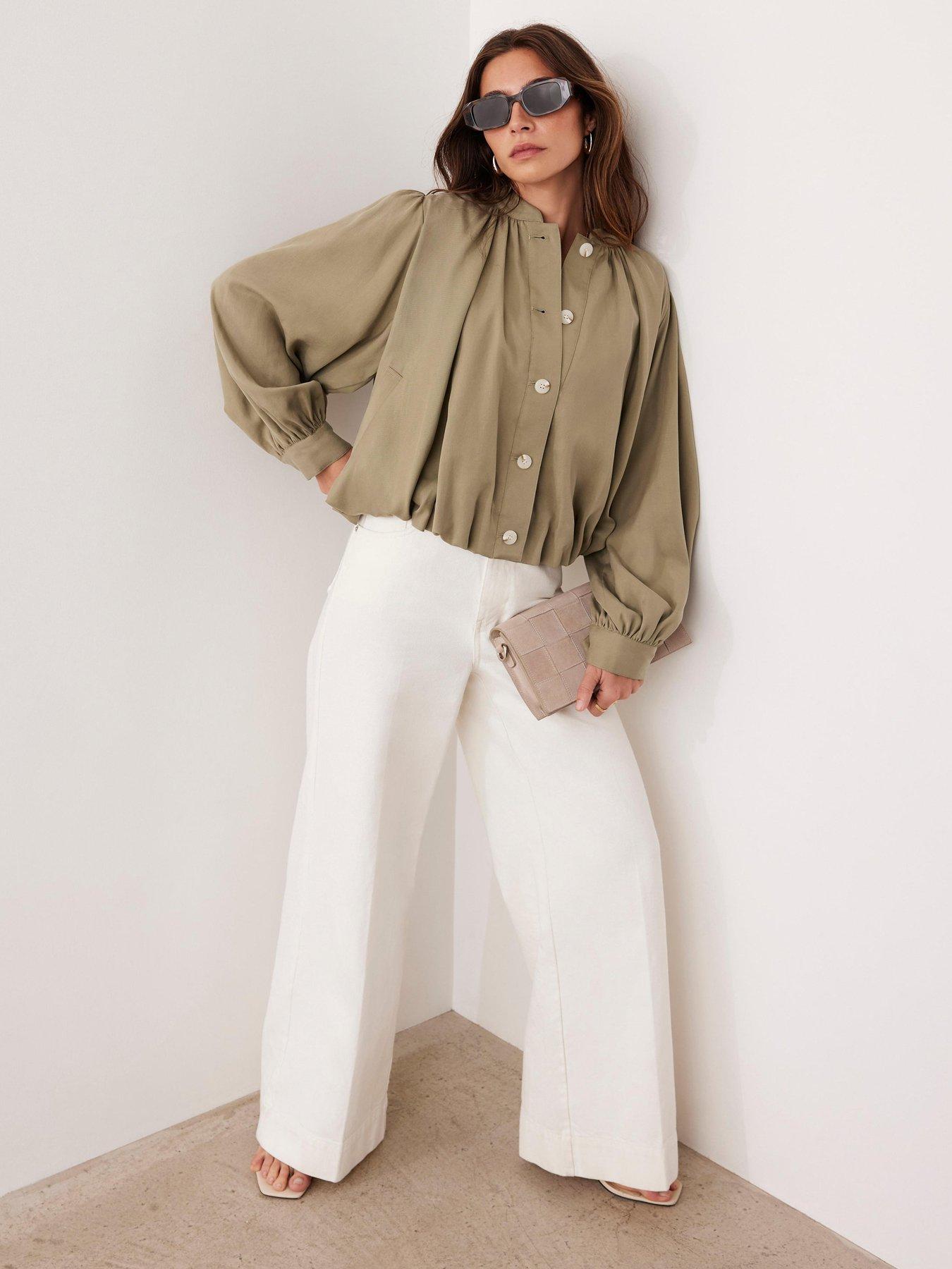 Mint Velvet Khaki Bubble Hem Jacket - Green