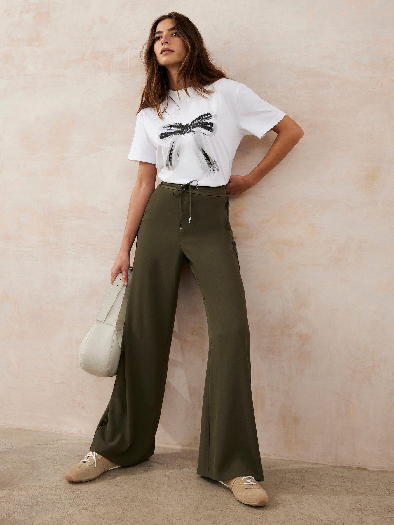Image 2 of 6 of Mint Velvet Khaki Side Stripe Trouser - Green
