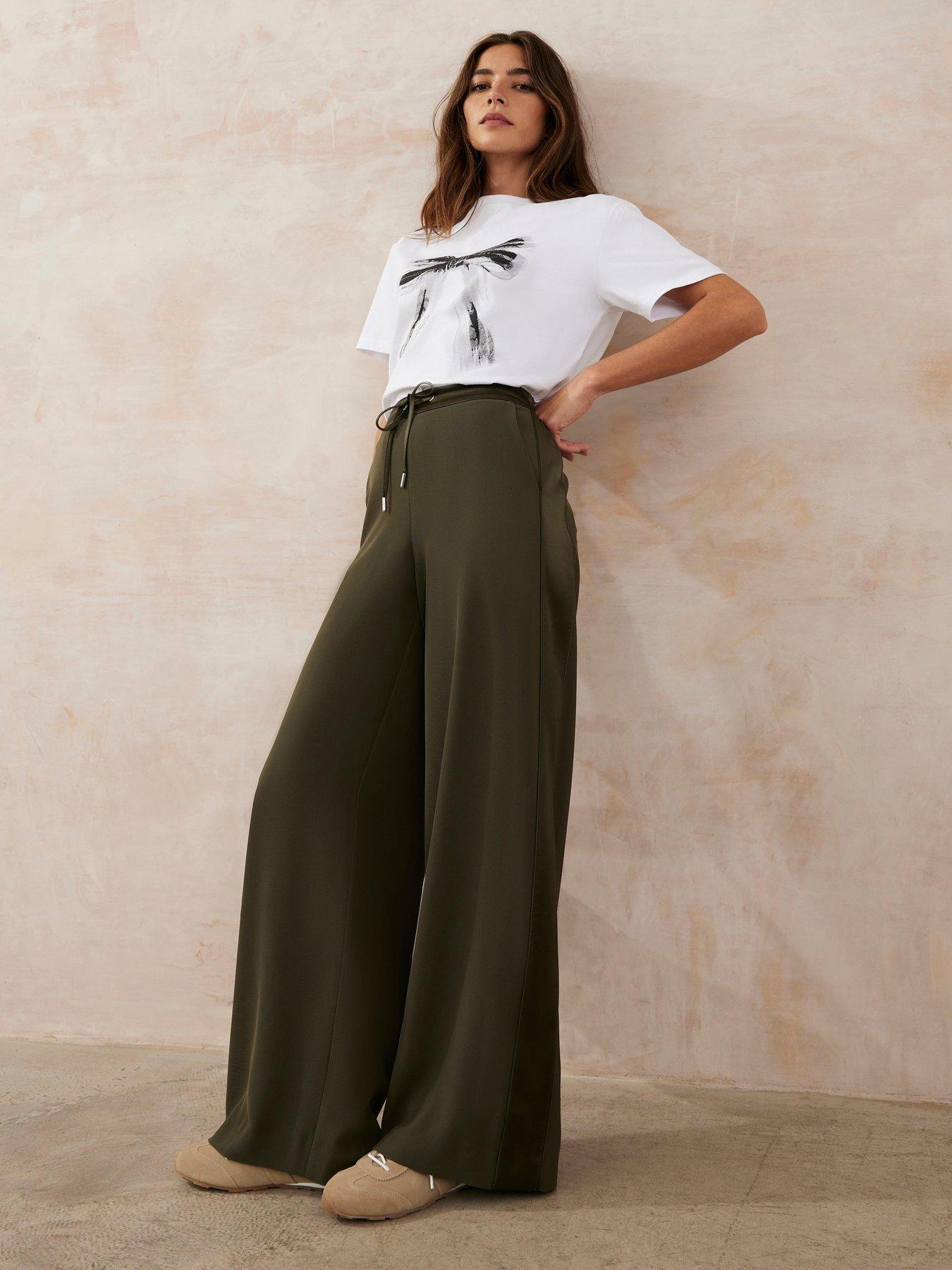 Image 3 of 6 of Mint Velvet Khaki Side Stripe Trouser - Green