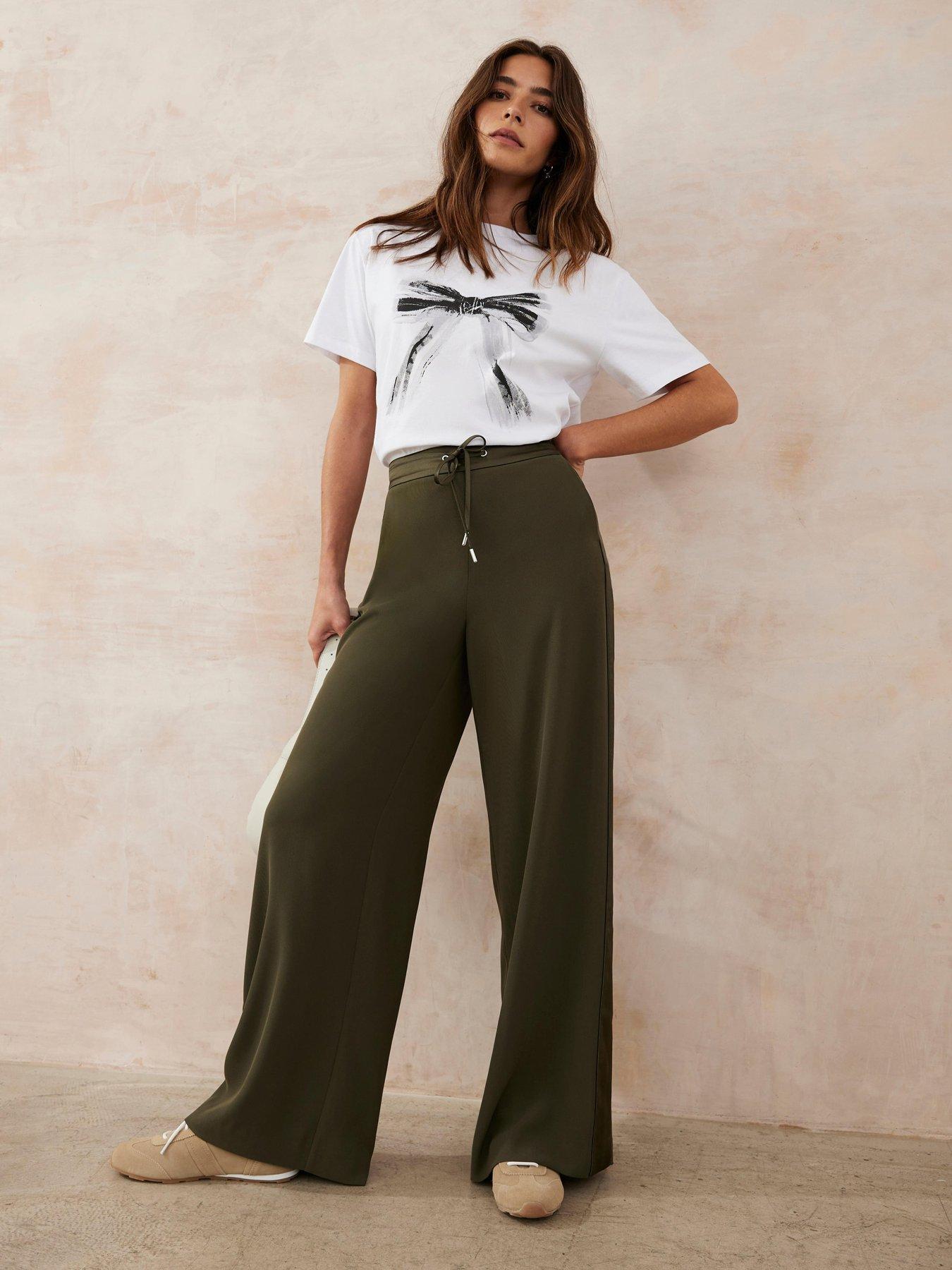 Image 4 of 6 of Mint Velvet Khaki Side Stripe Trouser - Green