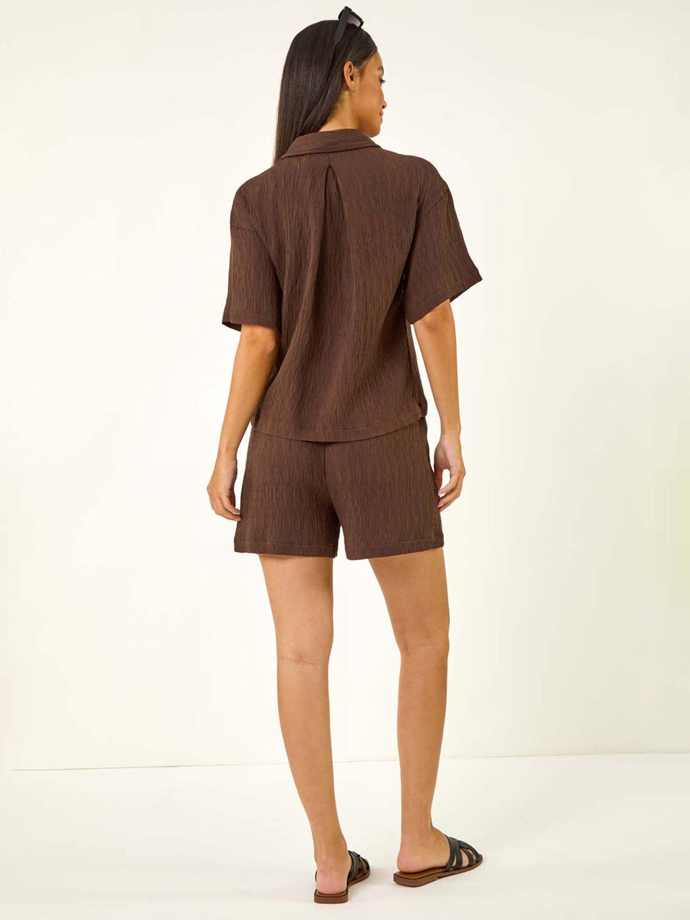 roman-dusk-textured-buttoned-blouse-brownstillFront