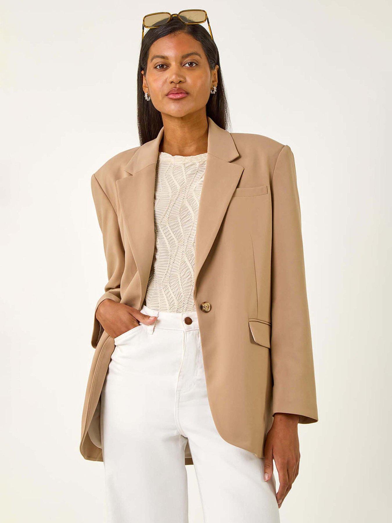 Image 1 of 5 of Roman Single Breasted Smart Blazer - Beige