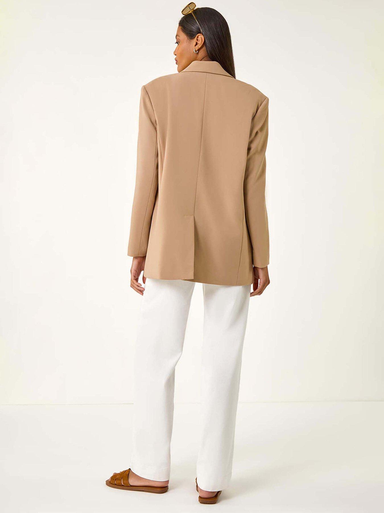 Image 2 of 5 of Roman Single Breasted Smart Blazer - Beige