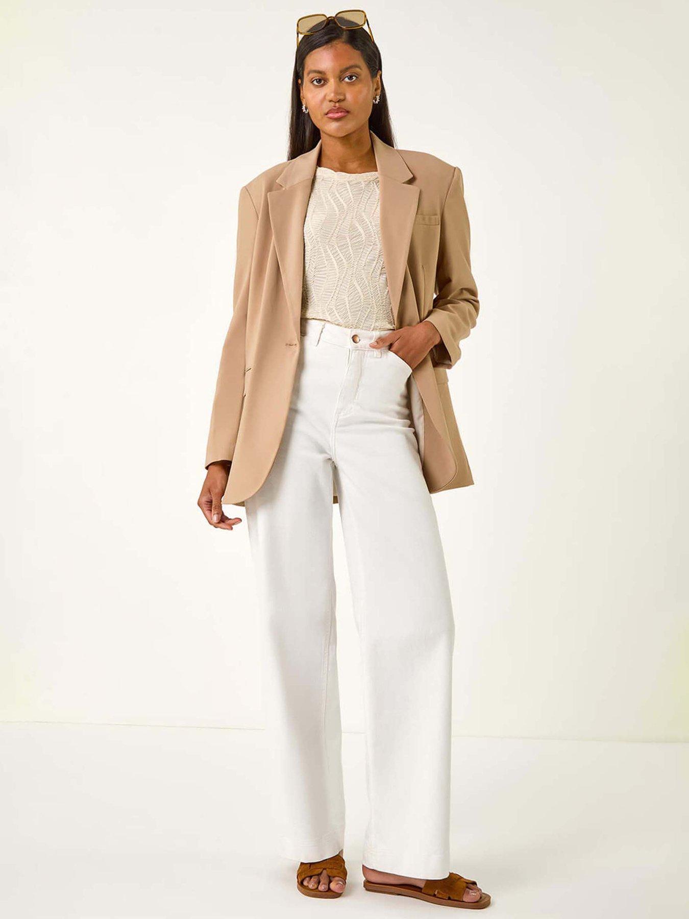 Image 3 of 5 of Roman Single Breasted Smart Blazer - Beige