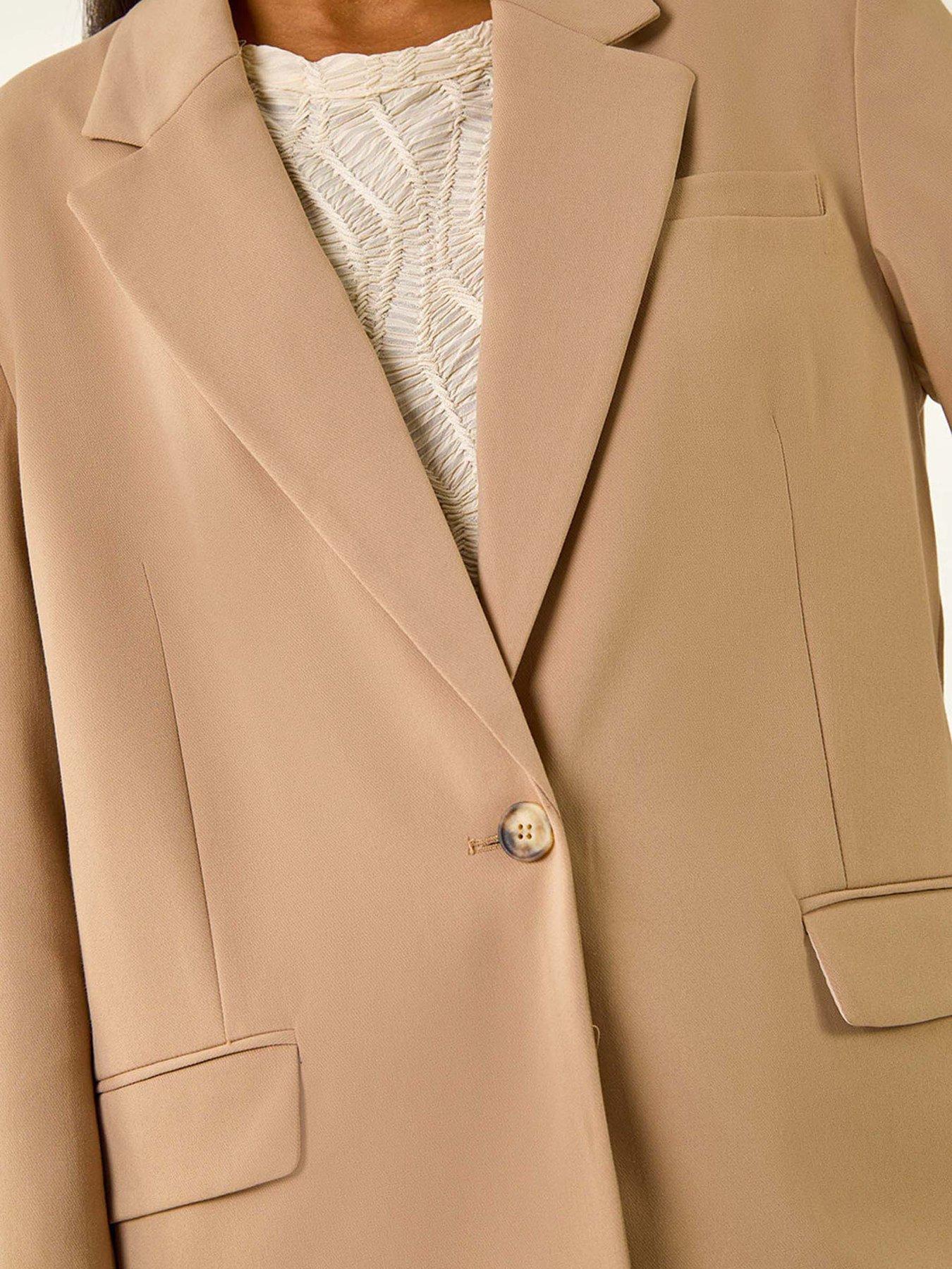 Image 5 of 5 of Roman Single Breasted Smart Blazer - Beige