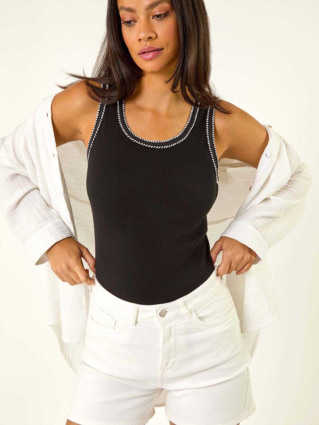 roman-dusk-high-waisted-denim-stretch-shorts-whiteoutfit