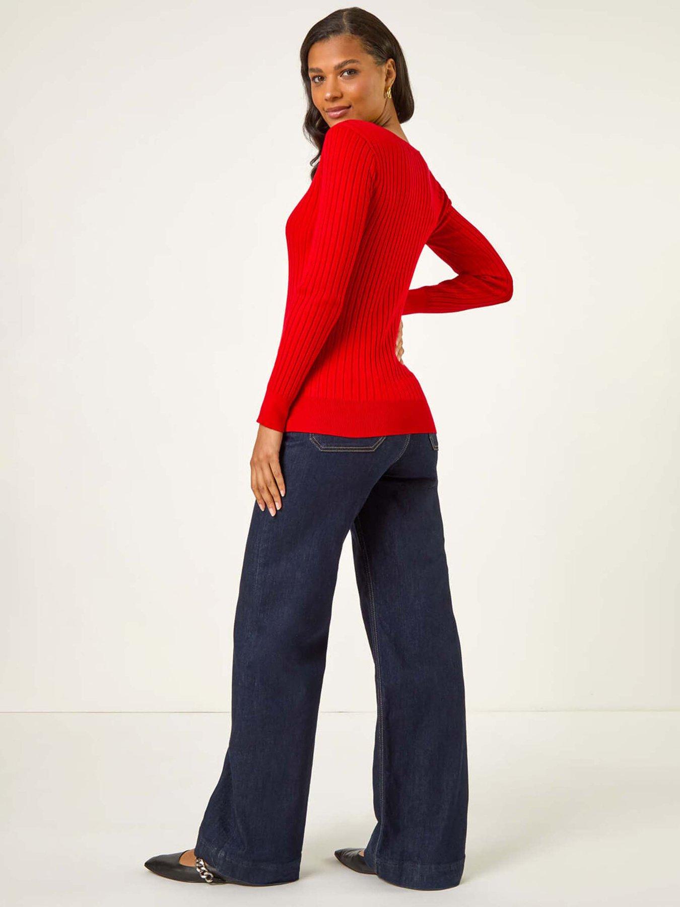 roman-square-neck-ribbed-knit-jumper-redstillFront