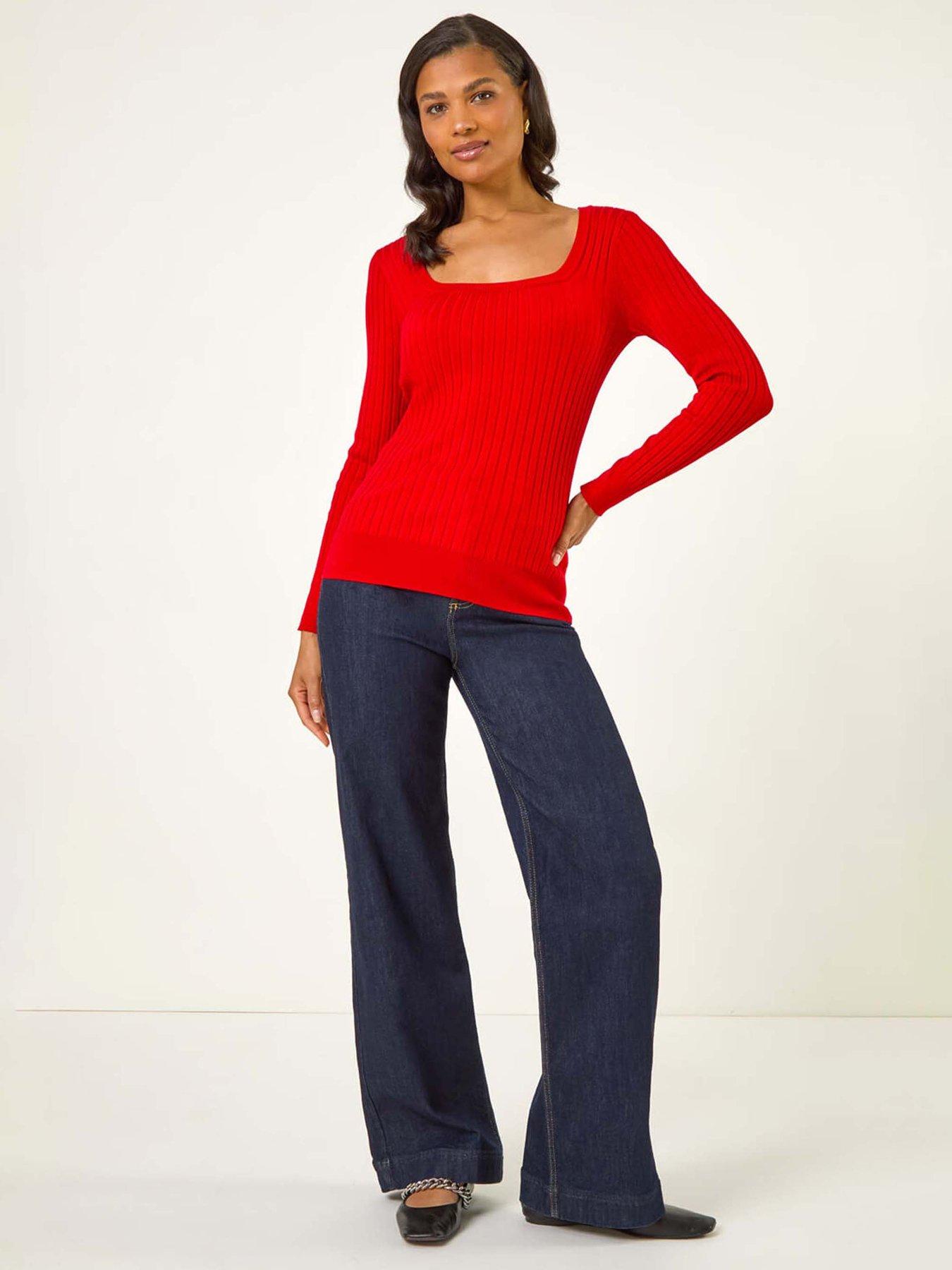 roman-square-neck-ribbed-knit-jumper-redback