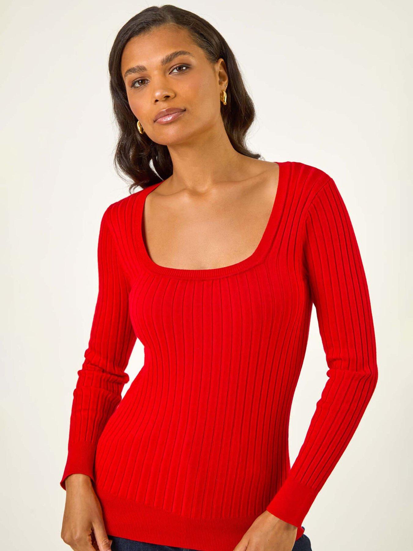 roman-square-neck-ribbed-knit-jumper-redoutfit