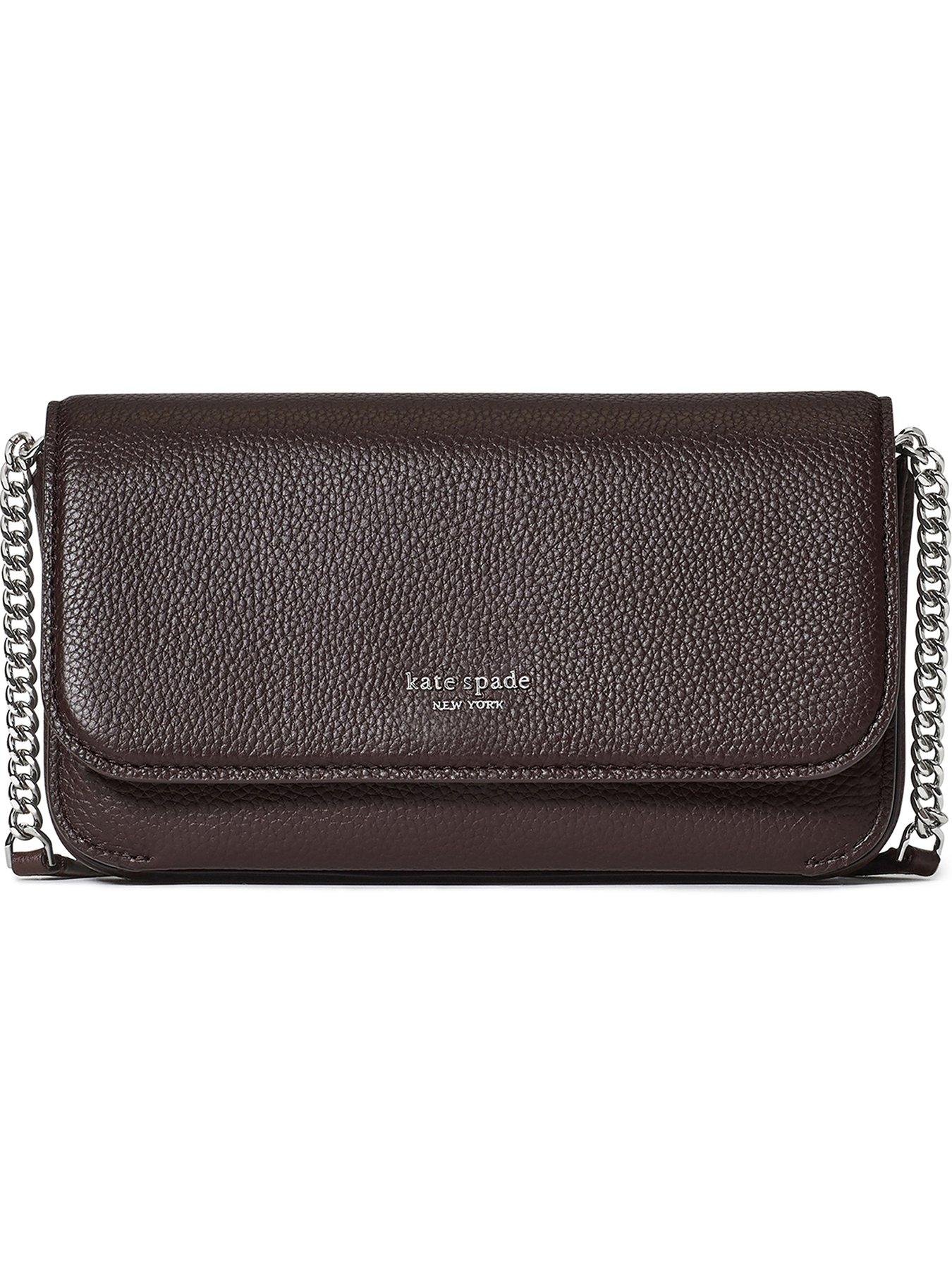 Kate Spade New York Ava Pebbled Leather Flap Chain Wallet - Brown