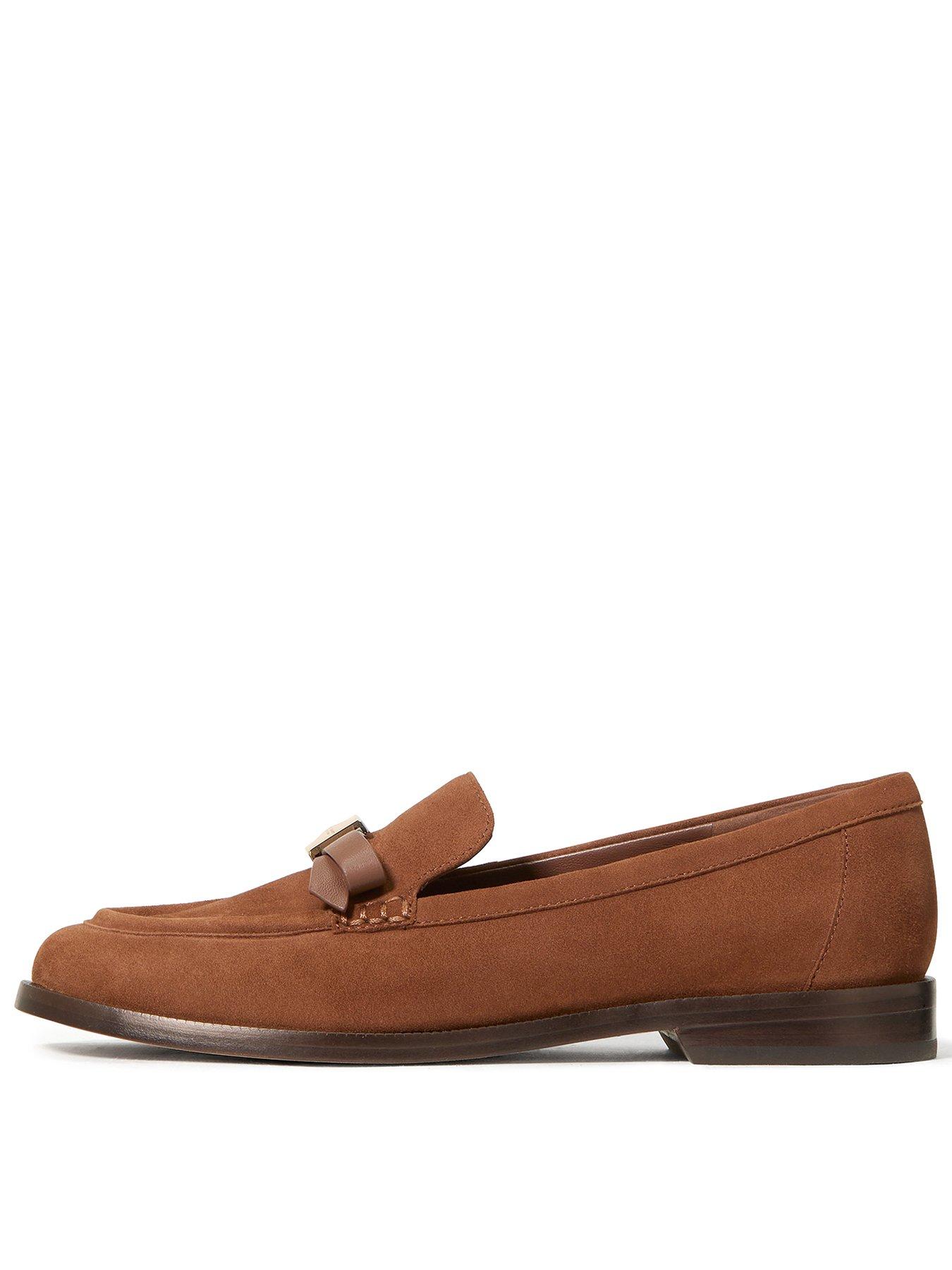 Kate Spade New York Deco Bow Suede Loafers - Brown