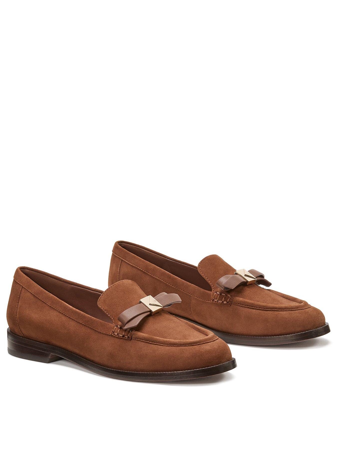 Image 2 of 4 of Kate Spade New York Deco Bow Suede Loafers - Brown
