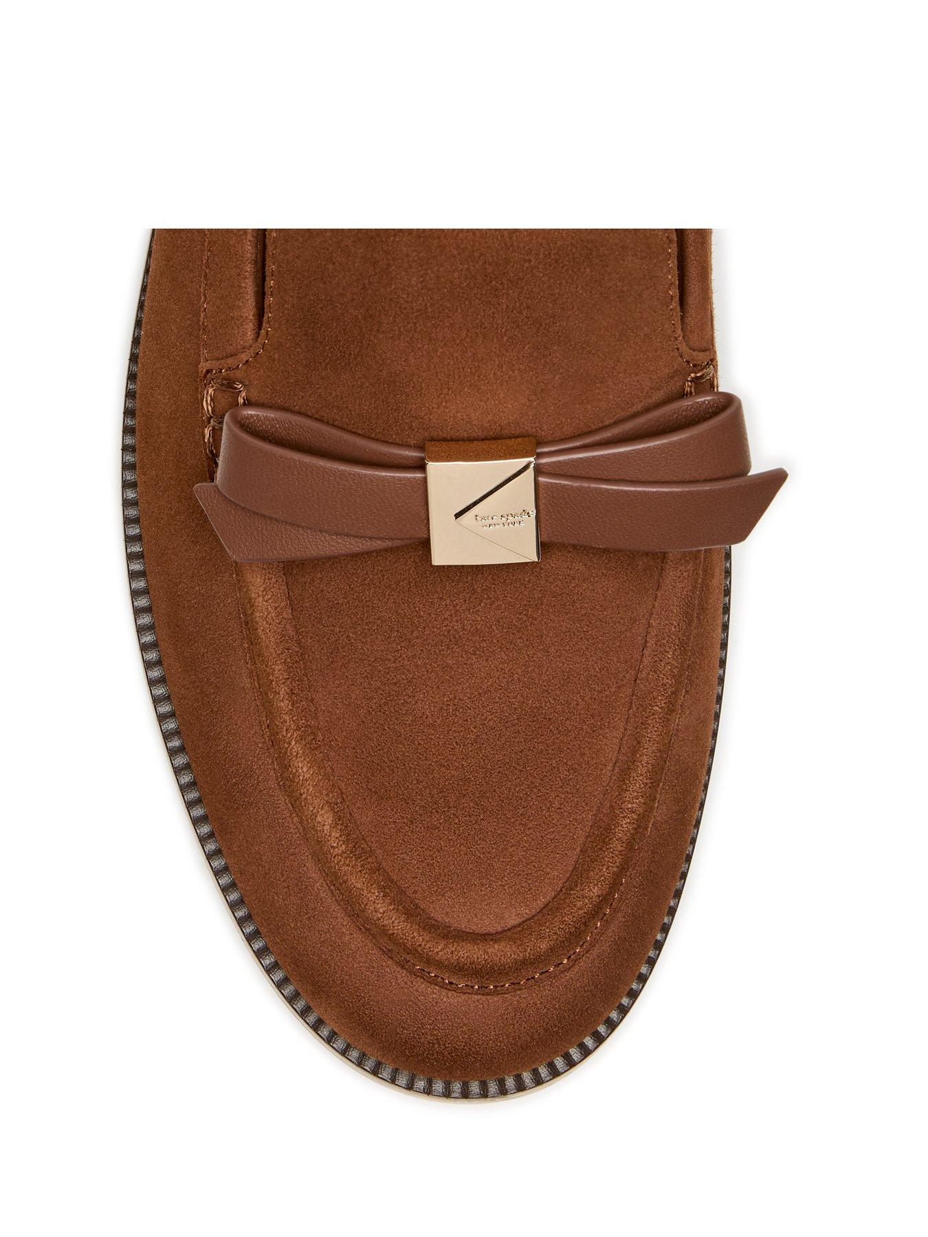 Image 4 of 4 of Kate Spade New York Deco Bow Suede Loafers - Brown