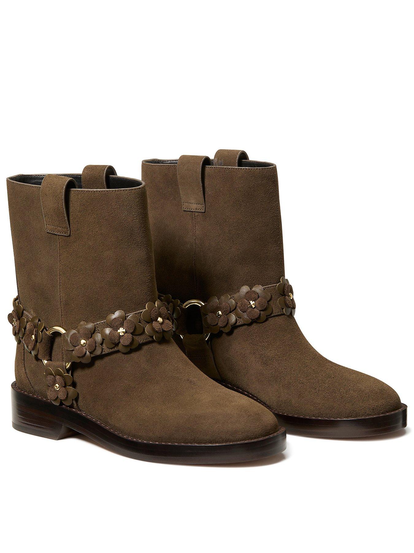 Kate Spade New York Flower Garden Suede Moto Boot - Brown