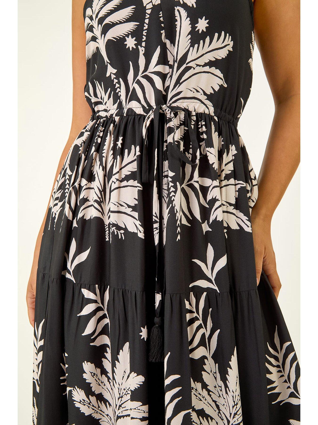 roman-petite-leaf-print-strap-maxi-dress-blackdetail