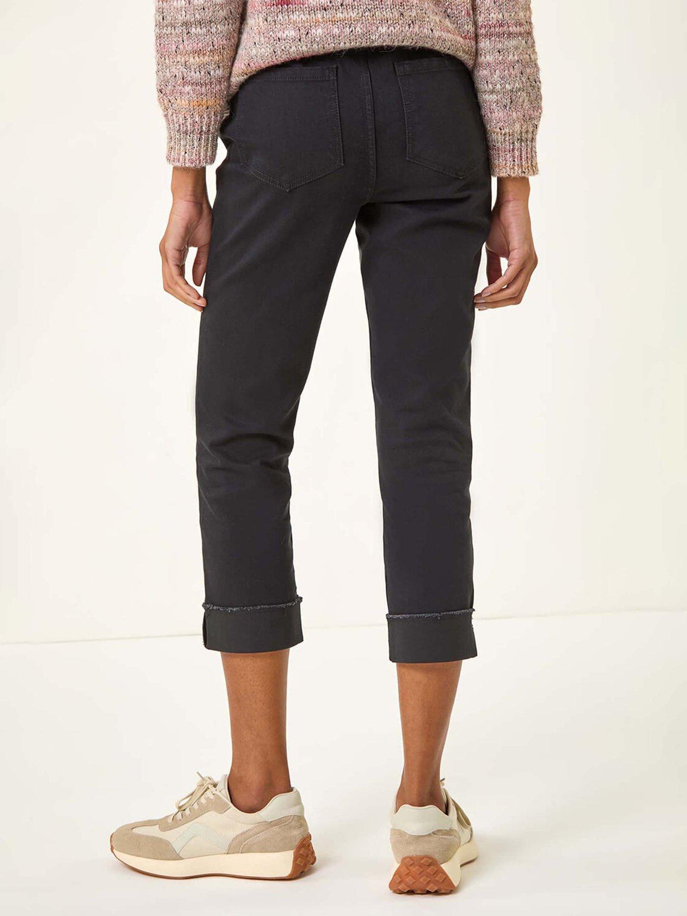 Image 2 of 5 of Roman Slim Leg Turn Up Stretch Jeans - Black