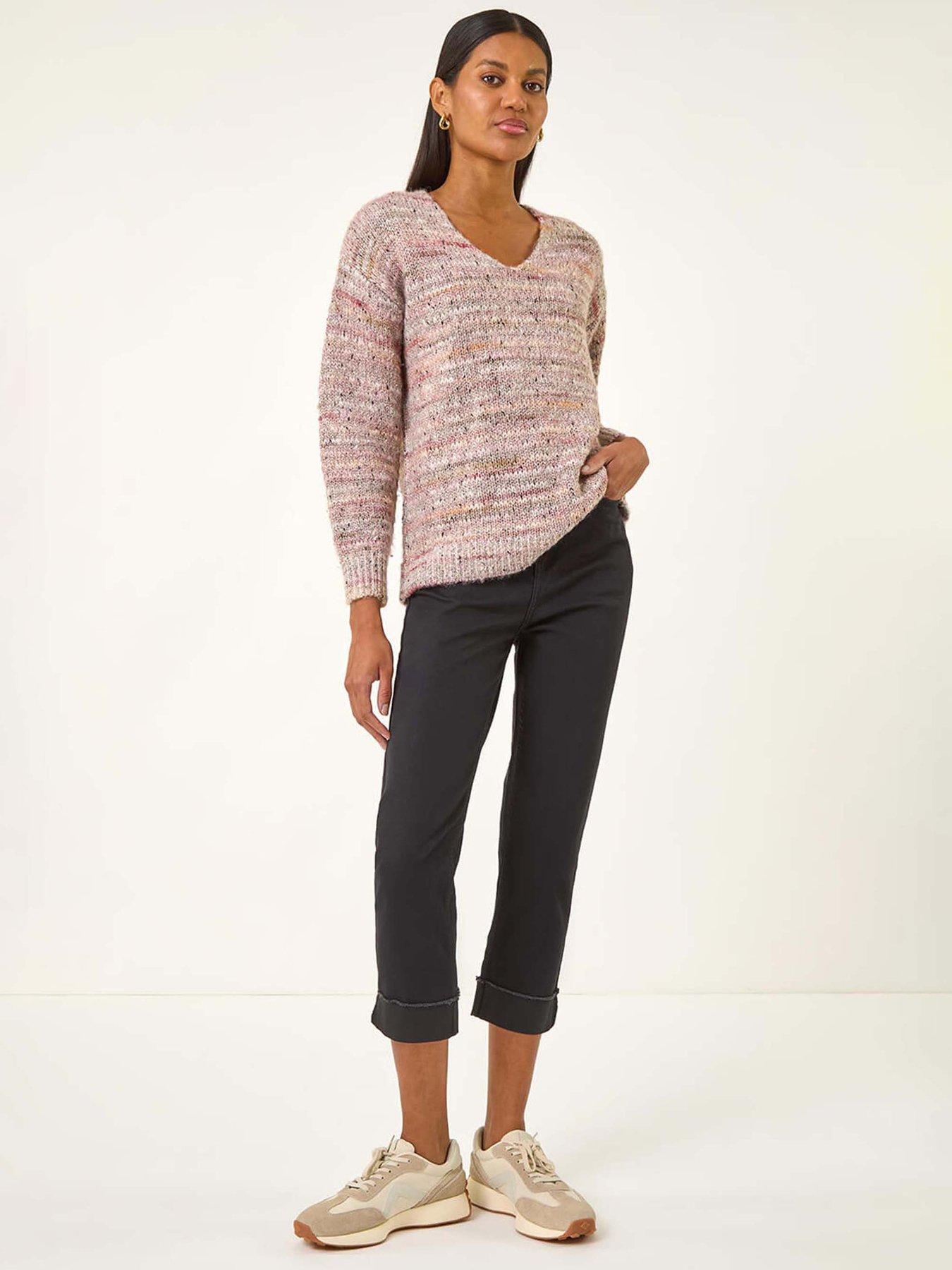 Image 3 of 5 of Roman Slim Leg Turn Up Stretch Jeans - Black