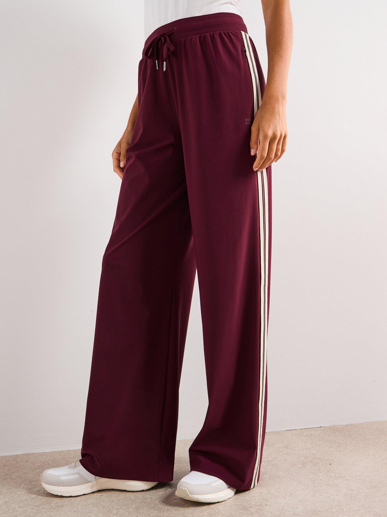 Sweaty Betty Explorer Side Stripe Wide Leg 32" Trouser - Red