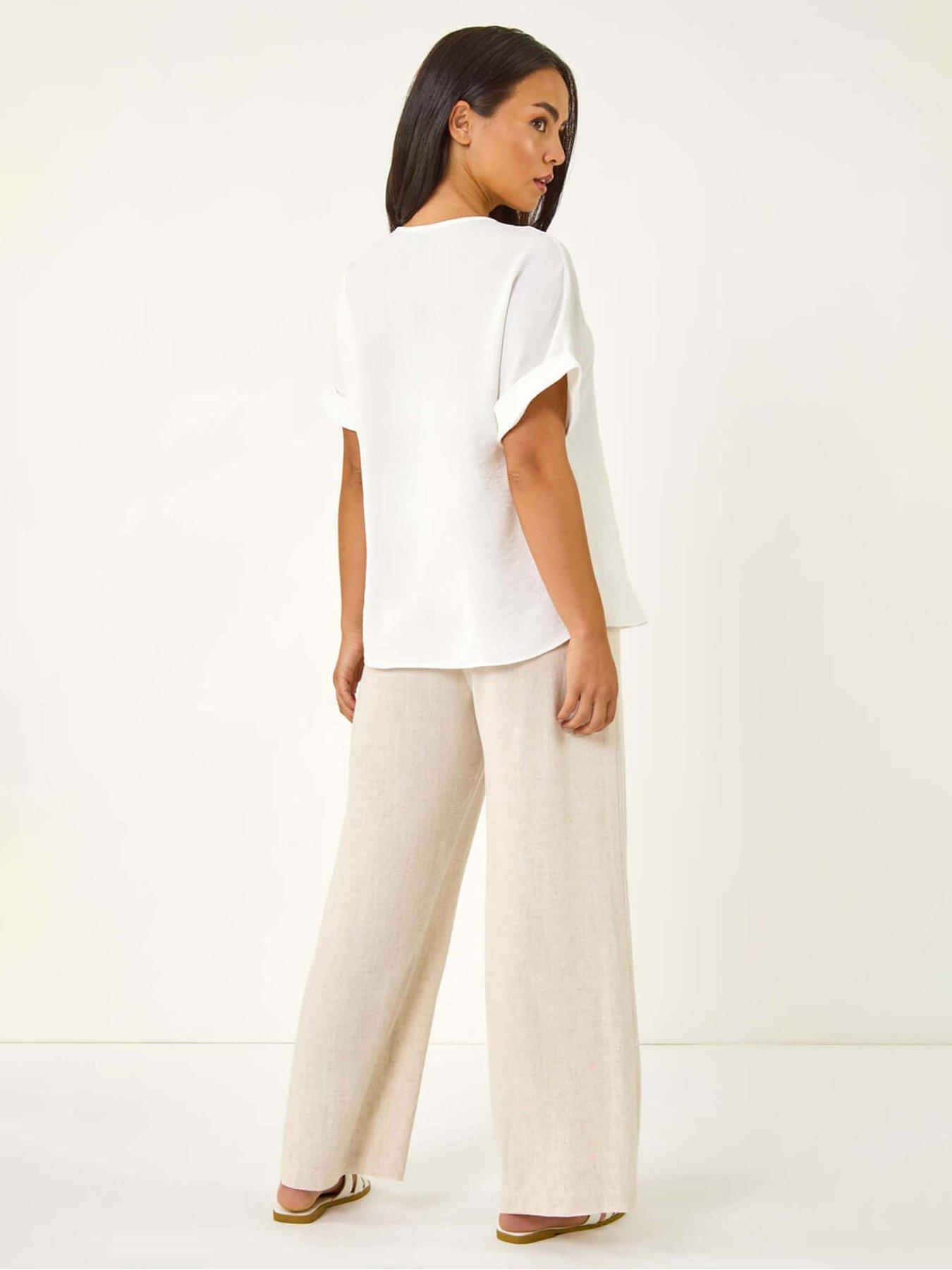 roman-petite-one-buttoned-v-neck-top-whitestillFront