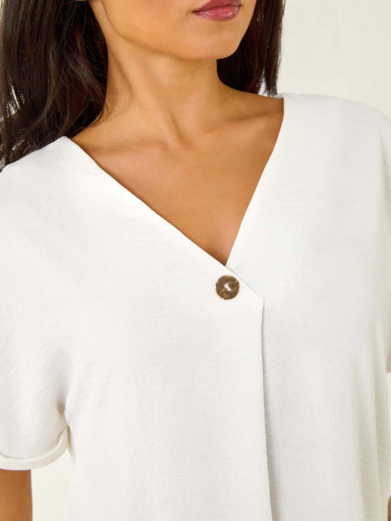 roman-petite-one-buttoned-v-neck-top-whiteoutfit
